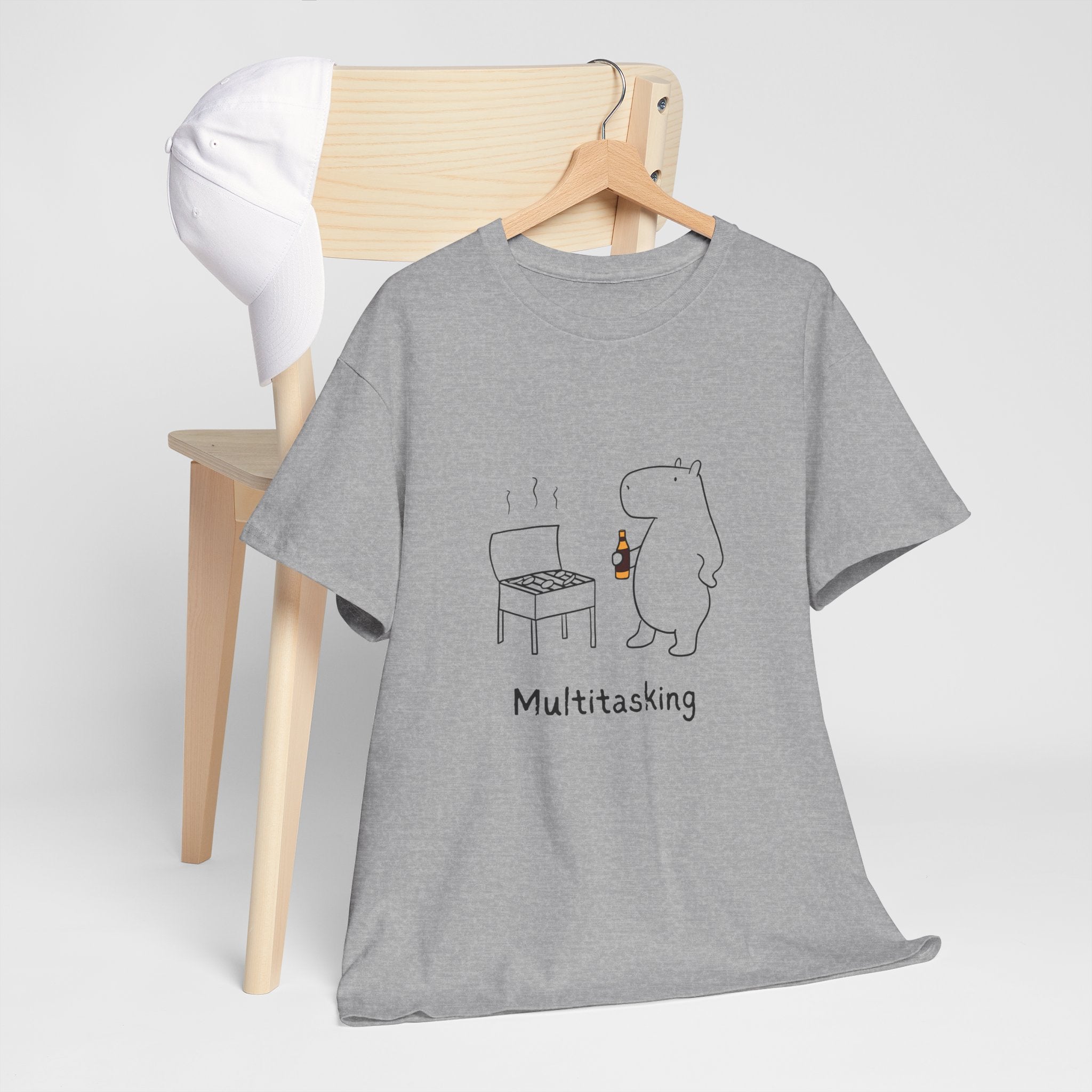 Multitasking BBQ – Funny Capybara Grilling Heavy Tee