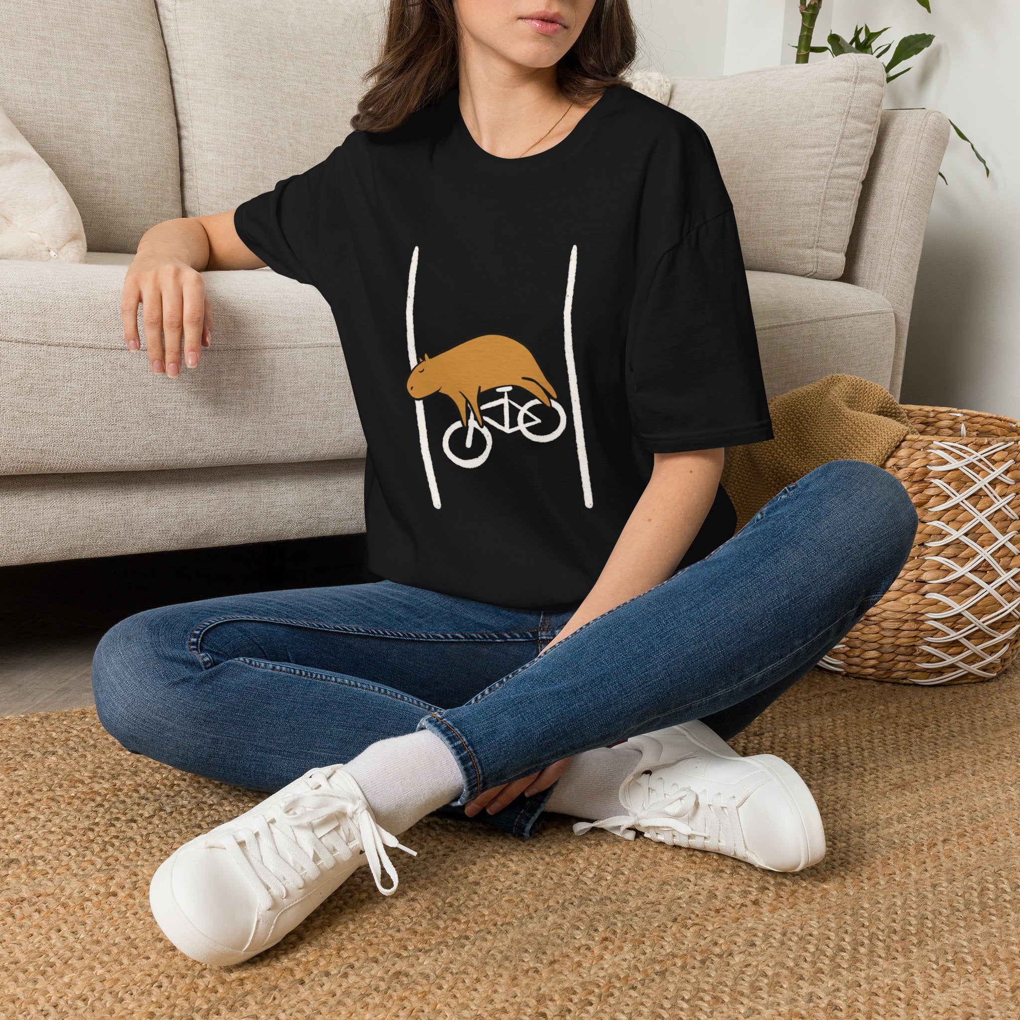 Capybara Bike Lane Softstyle Adult Tee