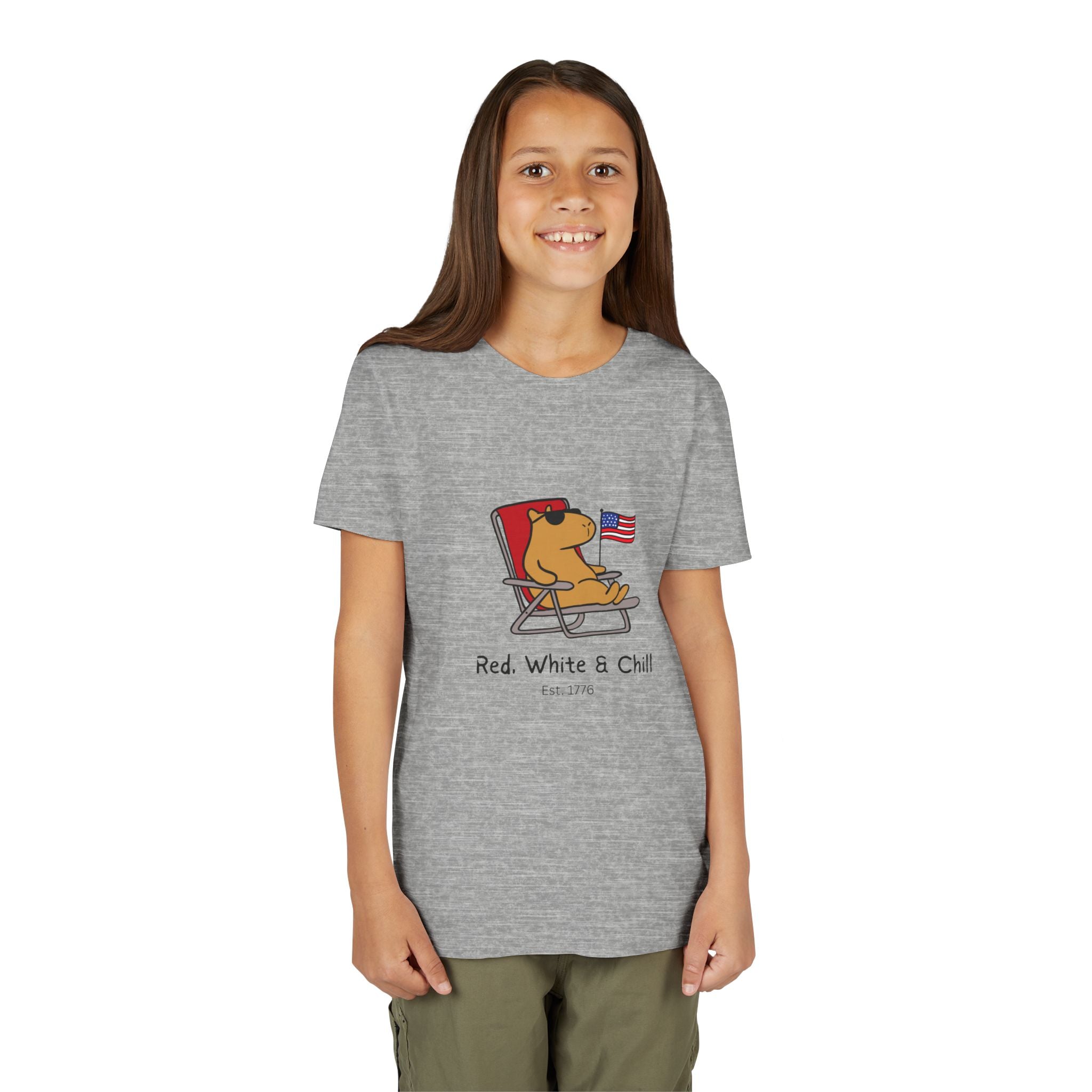 Kids USA Shirt – "Red, White & Chill" Patriotic Capybara Youth Tee