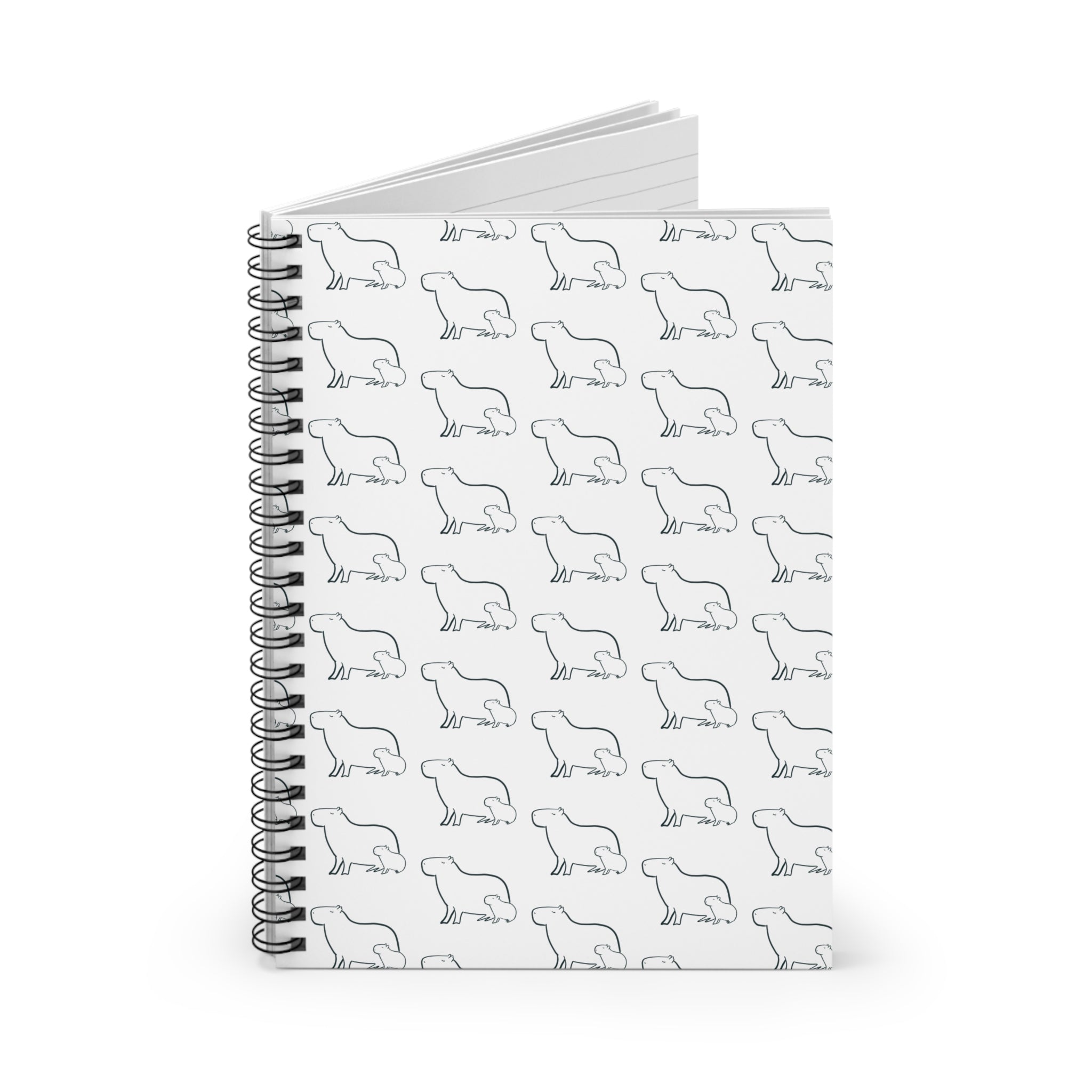 Minimalist Capybara Spiral Notebook – Mom and Baby Pattern Journal