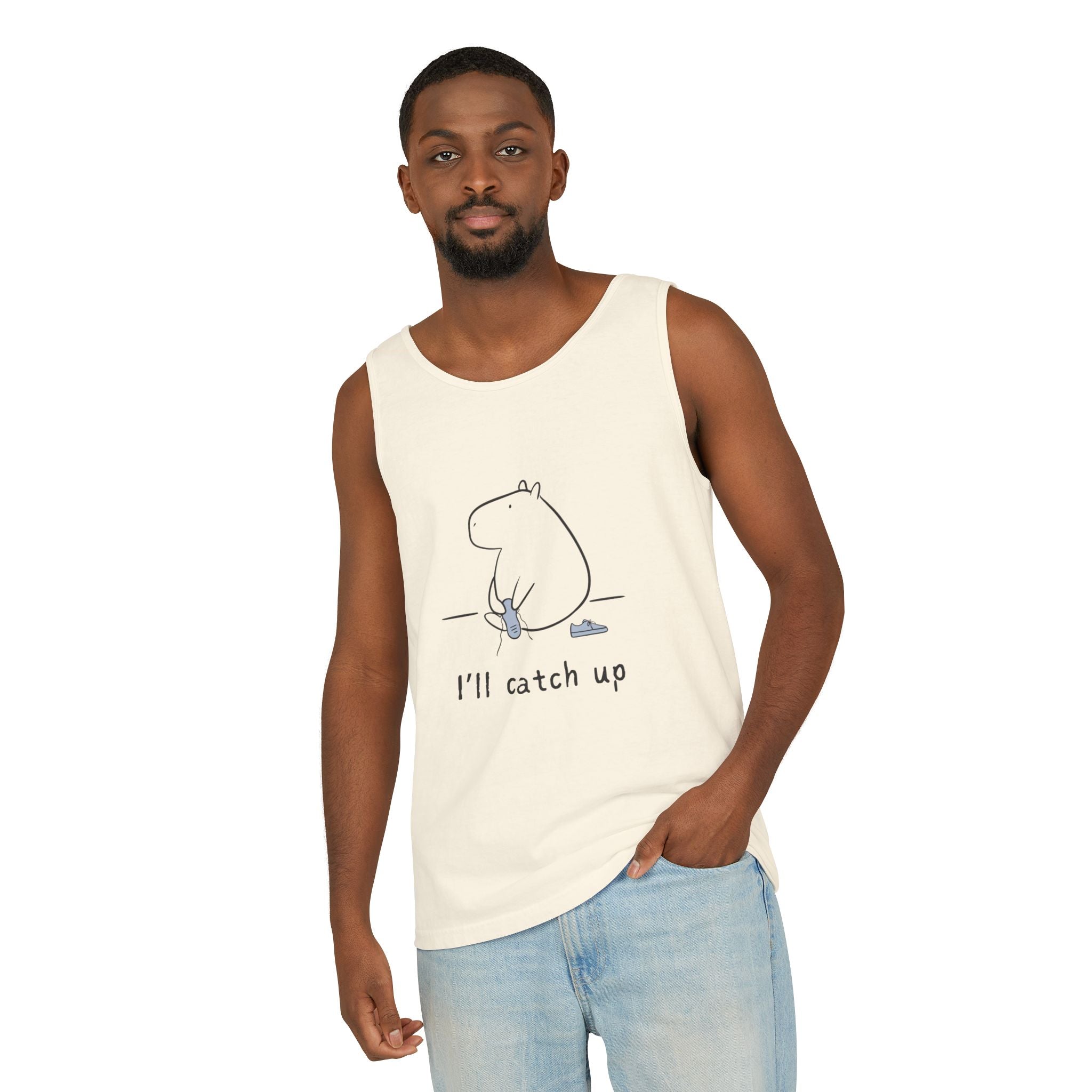 Funny Capybara Tank Top – “I'll Catch Up’” Premium Comfort Colors Tank