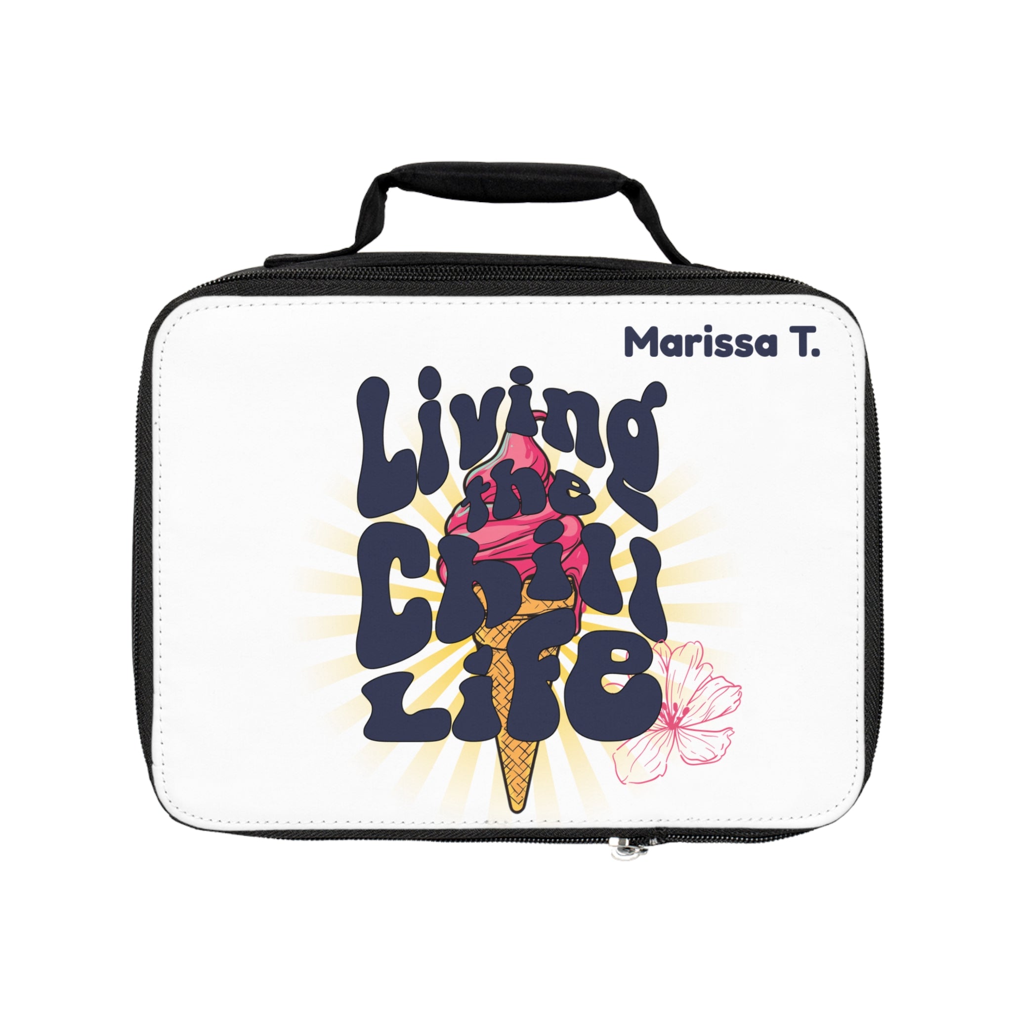 Kids Ice Cream Lunchbox – Living the Chill Life Pop Art Ice Cream Design – Cute Insulated Lunch Bag – Funny Gift for Boys and Girls