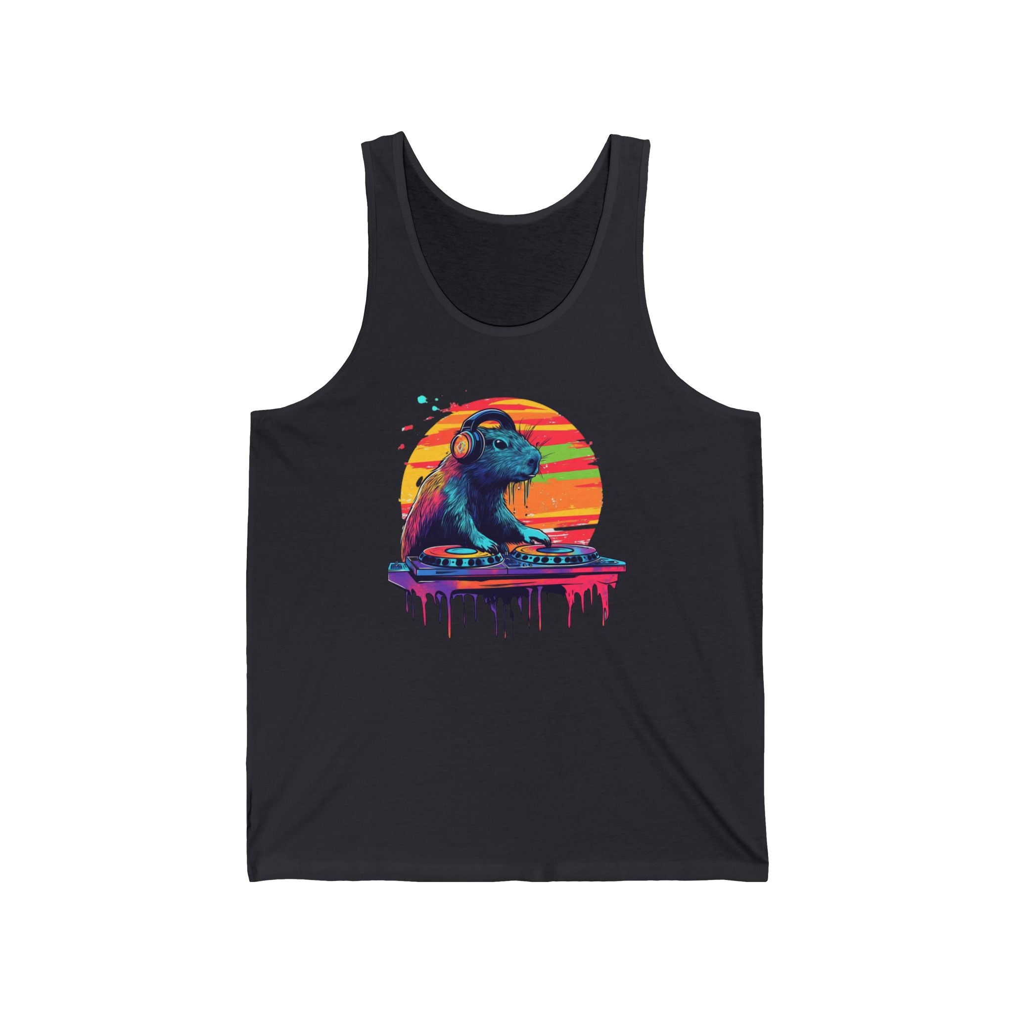 DJ Capybara Double Turntable - Unisex Adult Jersey Tank