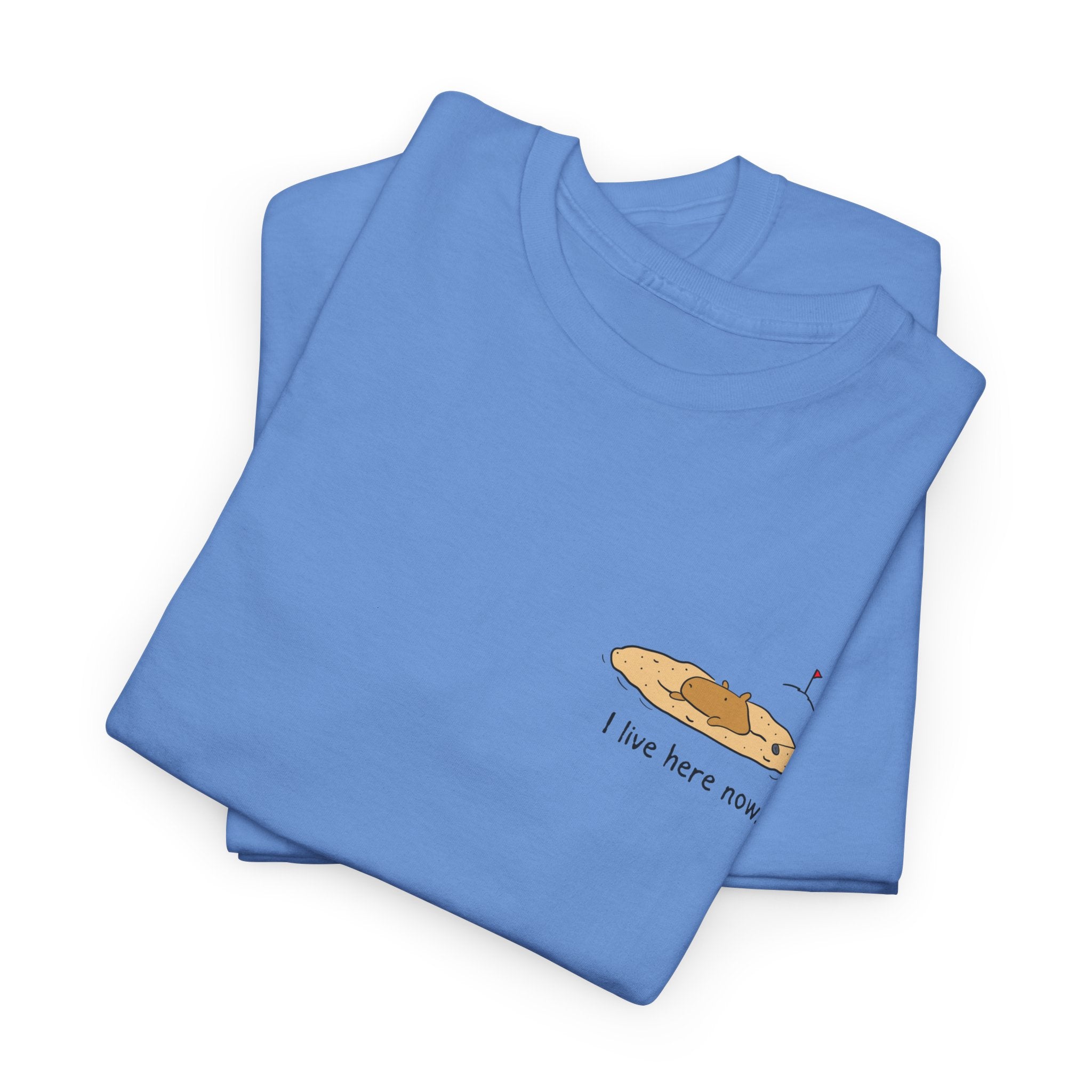 "I live here now"- Capybara Bunker Left Chest Heavy Tee