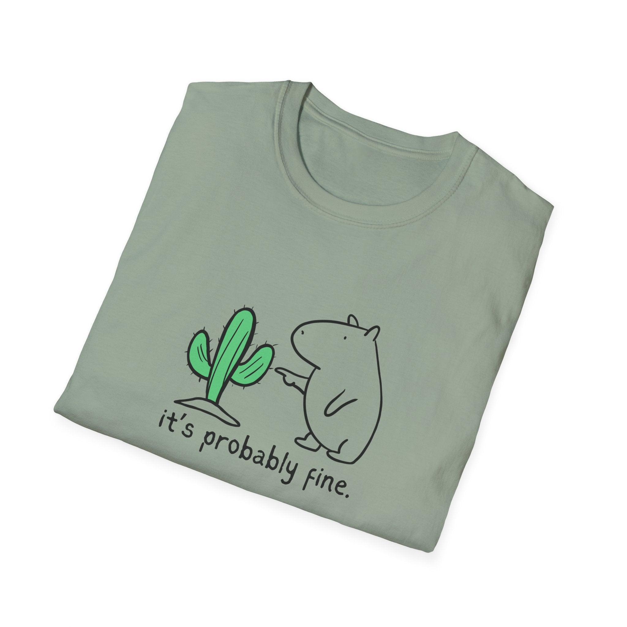 “It's Probably Fine” Funny Capybara Cactus Softstyle Tee