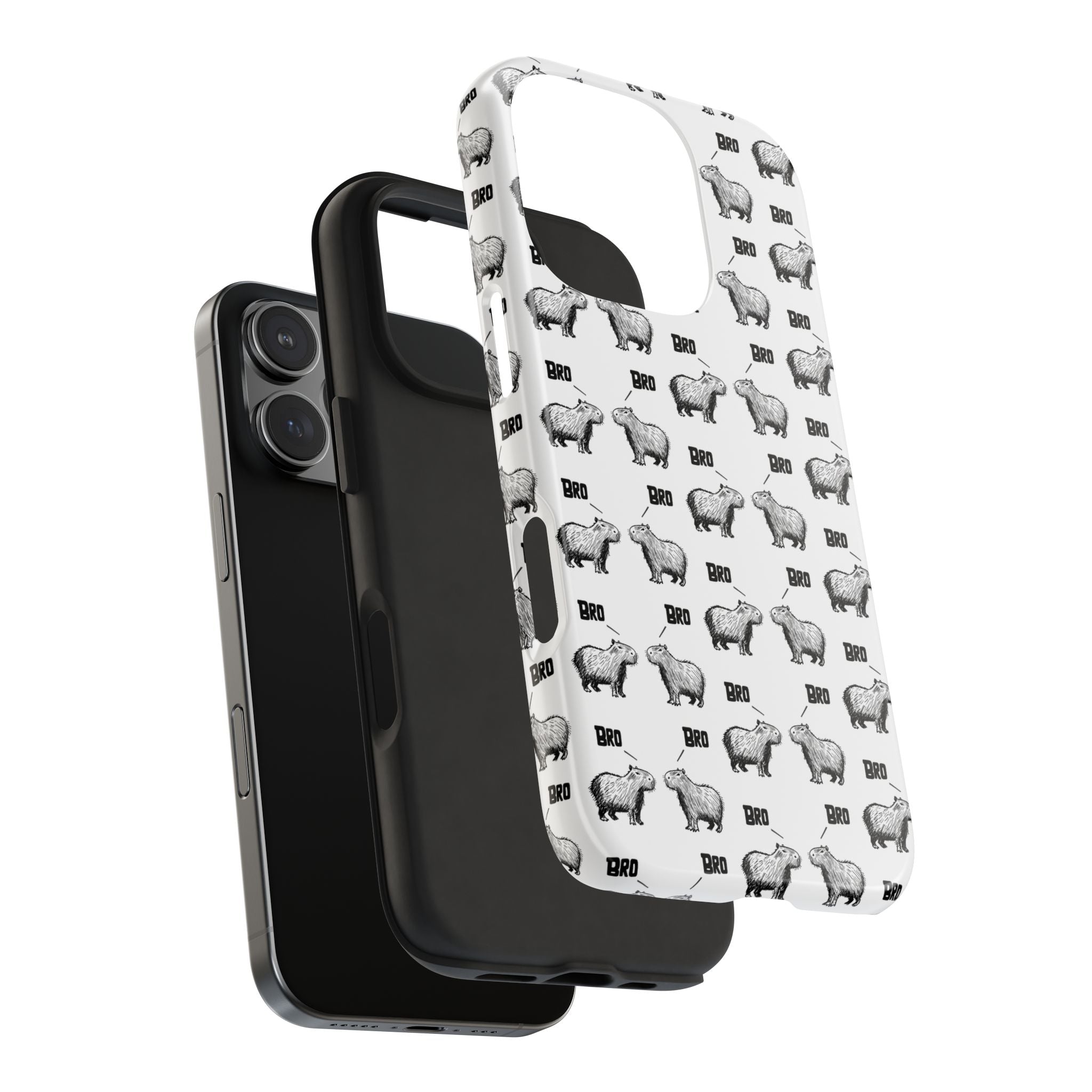 “Bro, Bro" Patterned Funny Capybara Phone Case