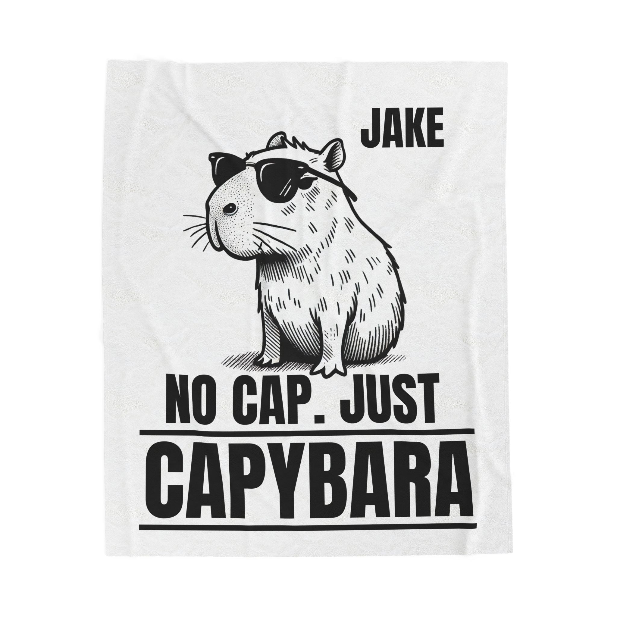 No Cap Just Capybara Personalized Fleece Blanket | Funny Custom Name Cozy Gift for Kids, Teens & Capybara Lovers