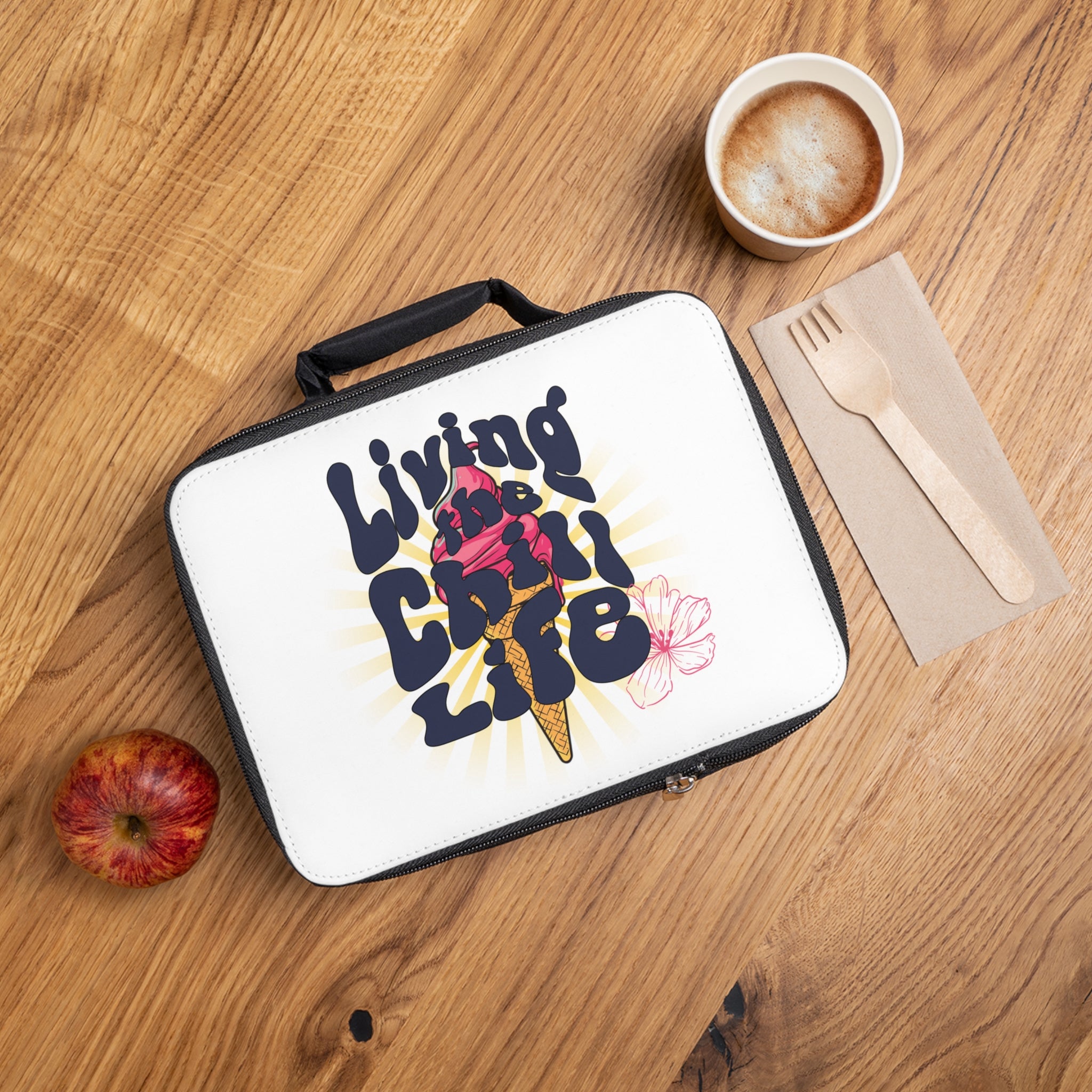 Kids Ice Cream Lunchbox – Living the Chill Life Pop Art Ice Cream Design – Cute Insulated Lunch Bag – Funny Gift for Boys and Girls