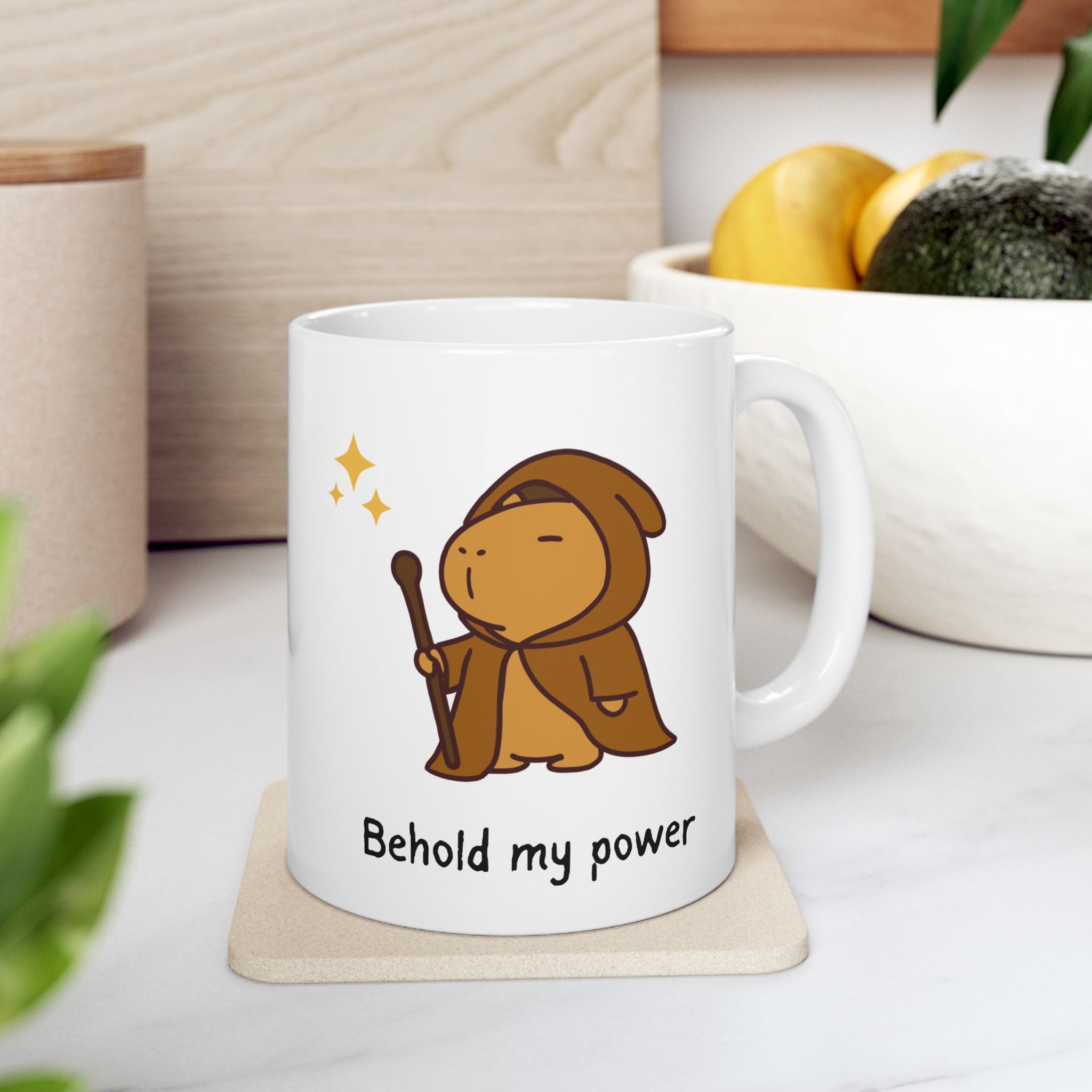 "Behold My Power" Capybara Wizard Coffee Mug