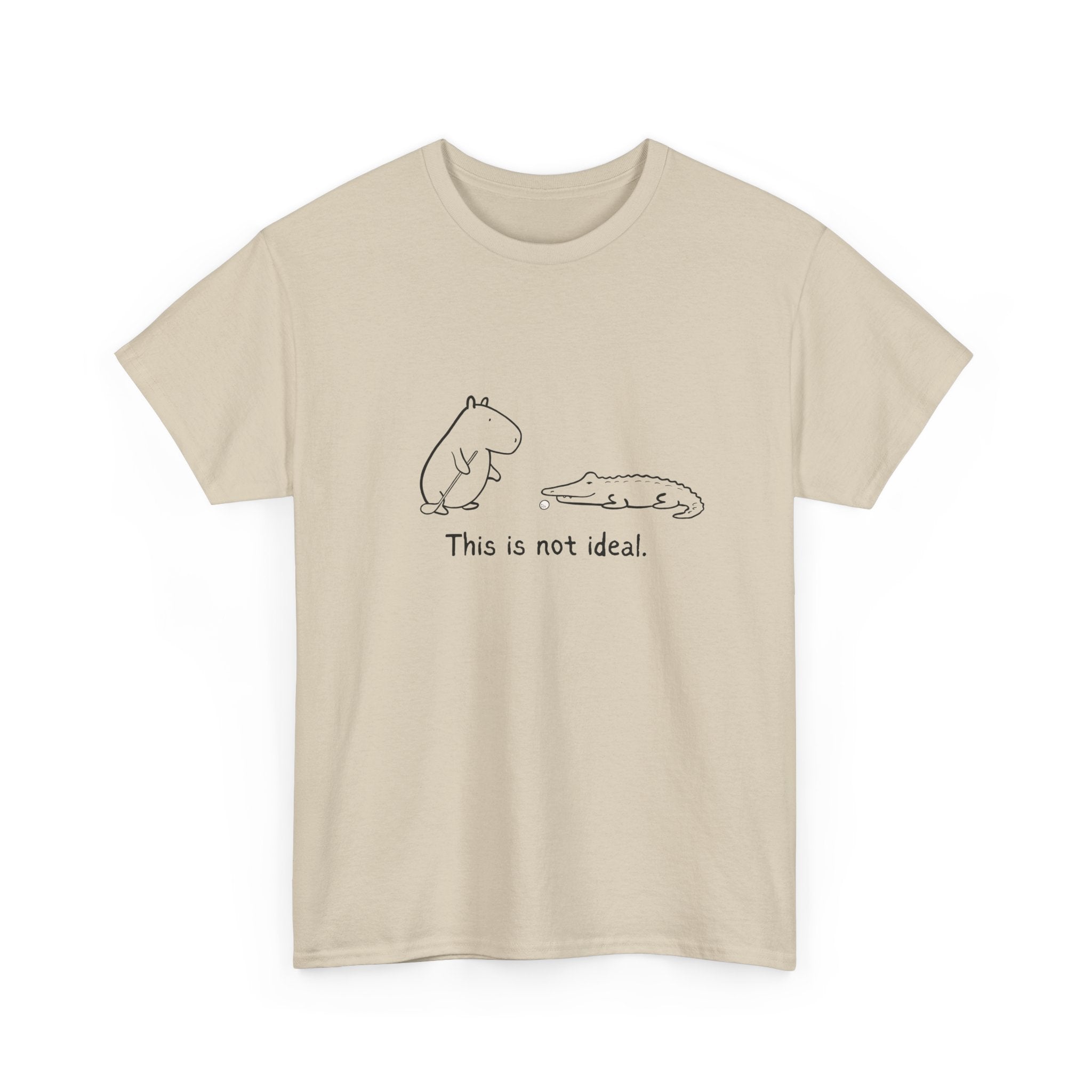 “This Is Not Ideal” Capybara Funny Golf T-Shirt – Heavy Tee