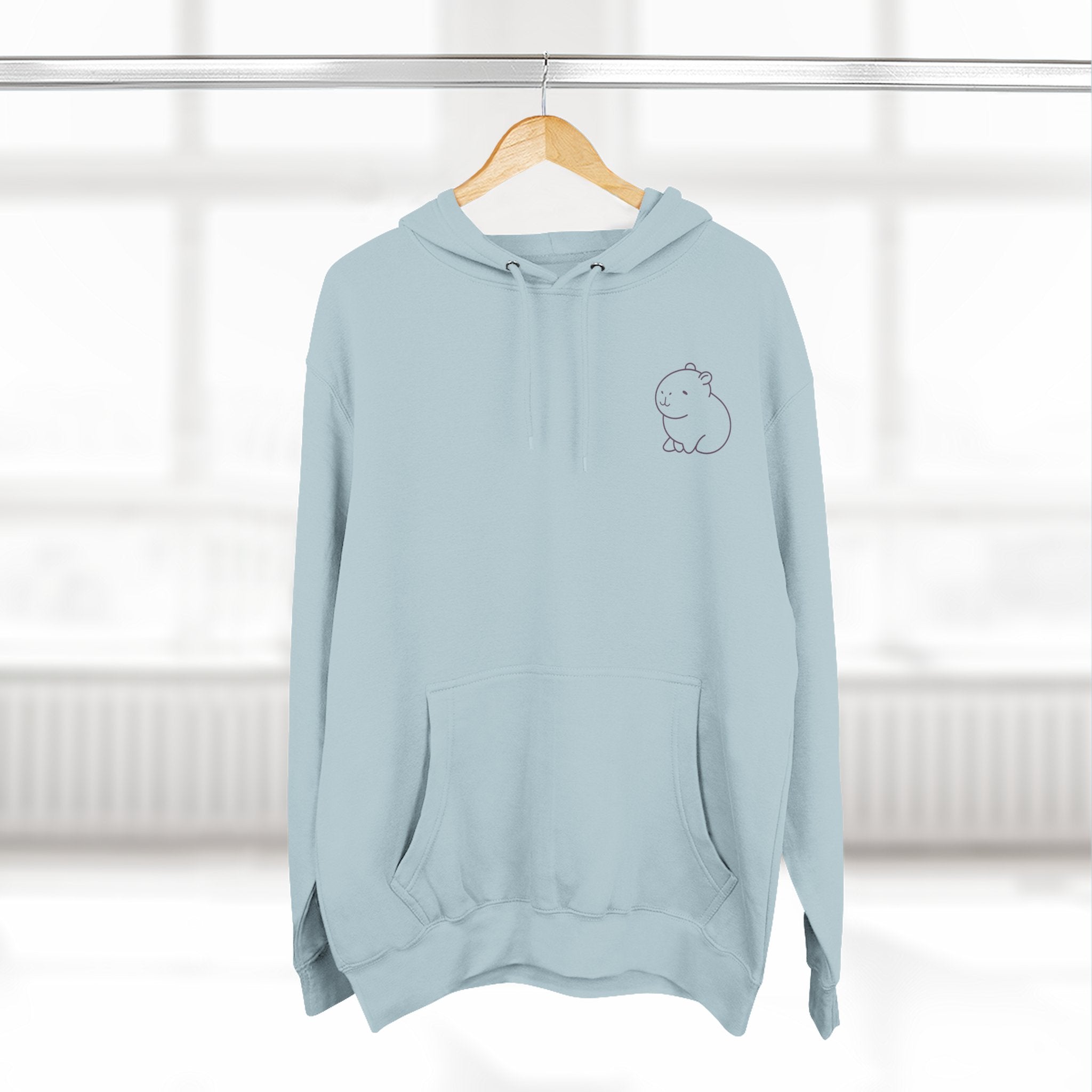 In My Unbothered Era Hoodie – Capybara Front Logo + Retro Sun Back Print – Premium Lane Seven Fleece Hoodie