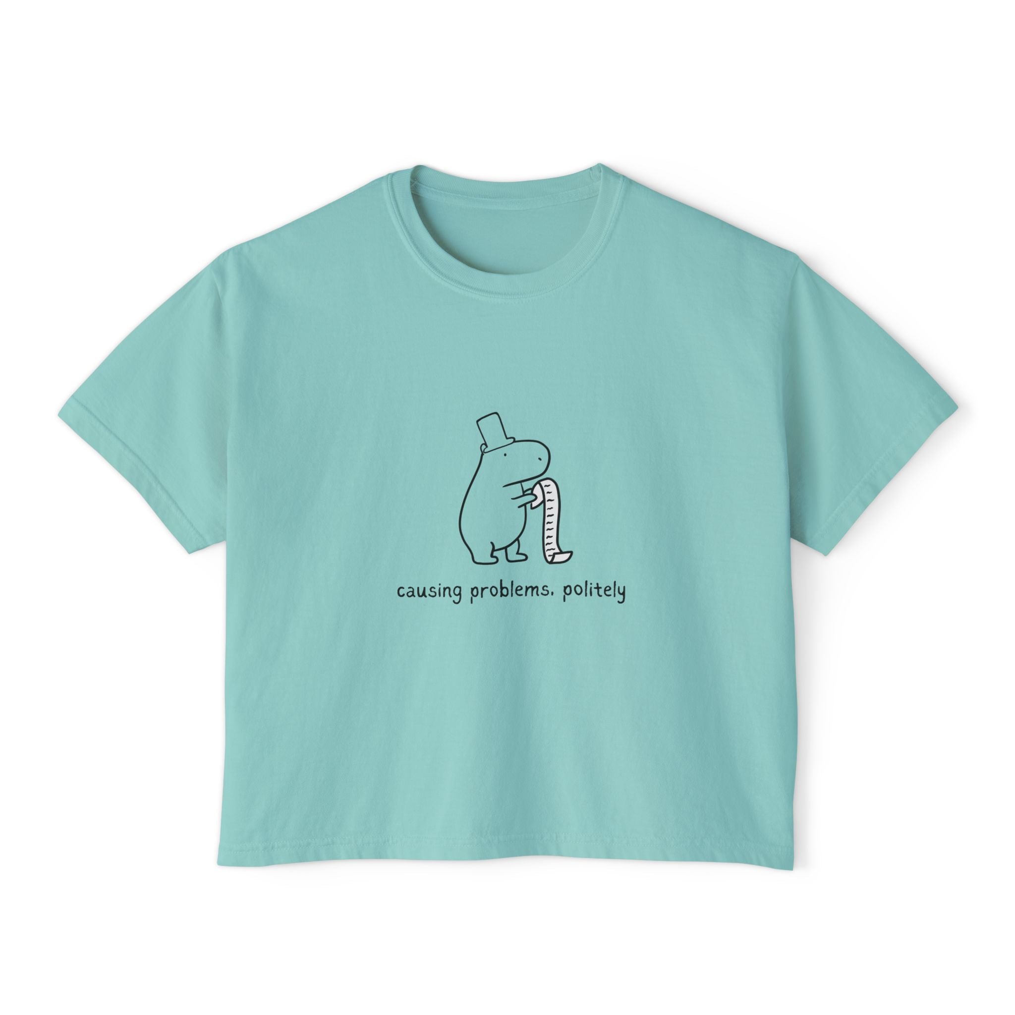 Funny Womens Boxy Tee - Capybara Causing Problems Politely