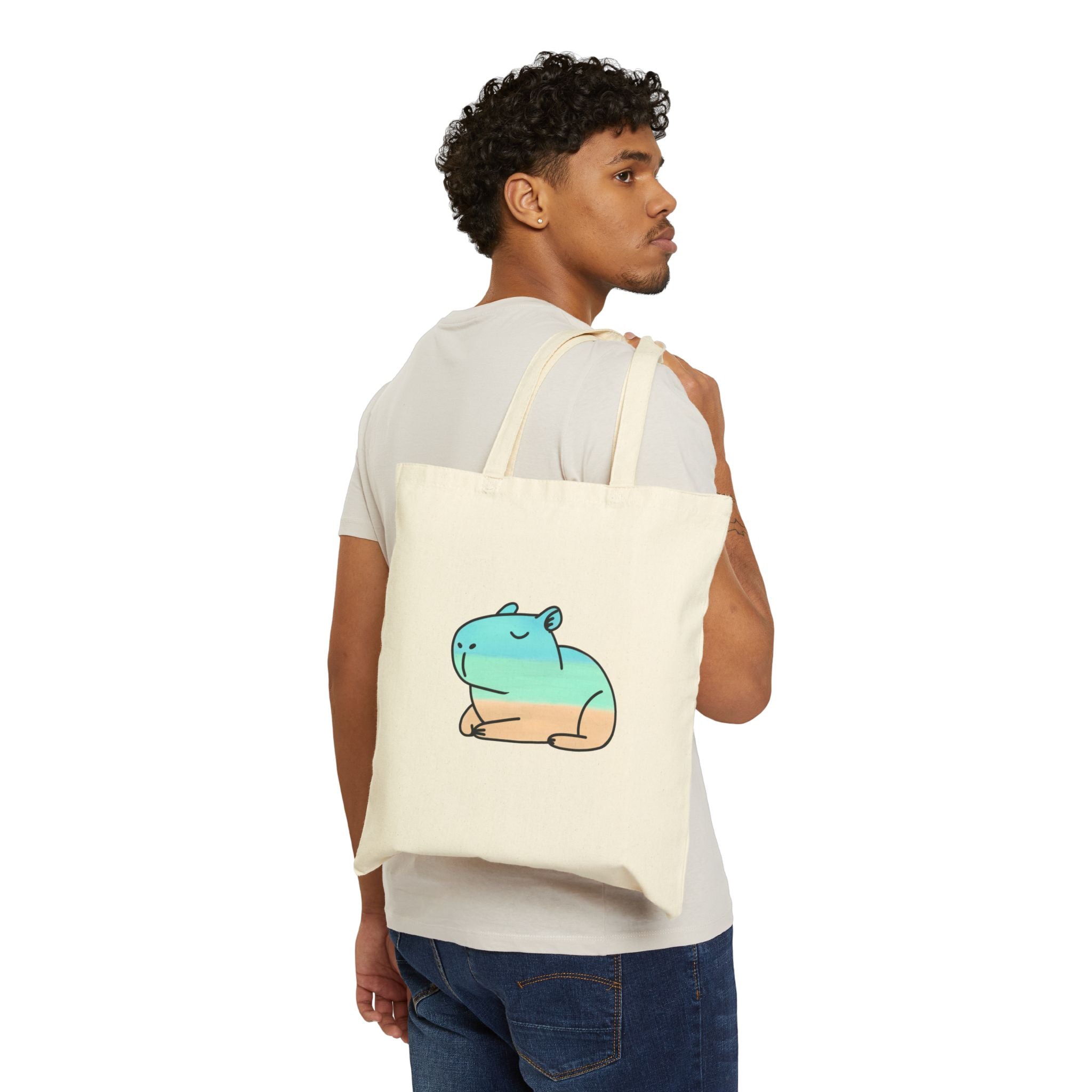 Capy Life Coastal Capybara Tote Bag – Minimalist Beach Canvas Tote