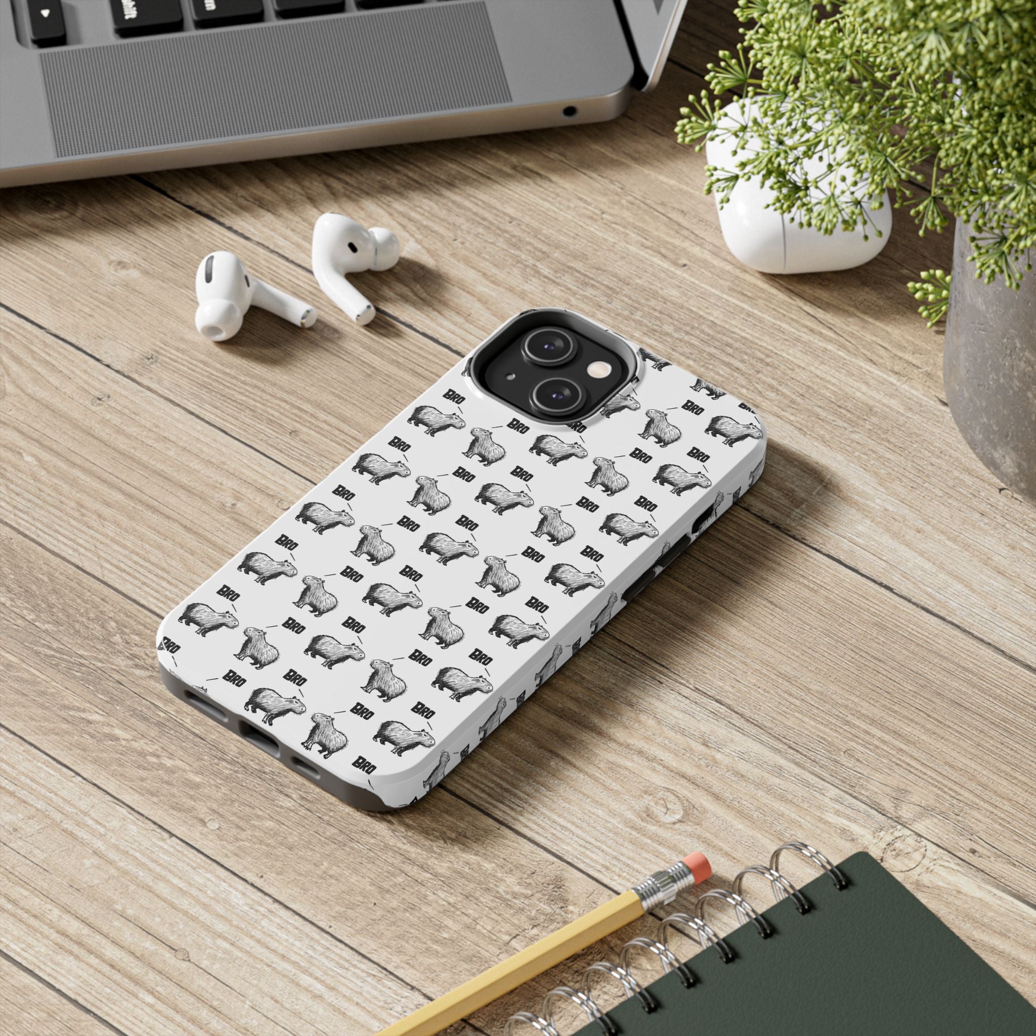 “Bro, Bro" Patterned Funny Capybara Phone Case