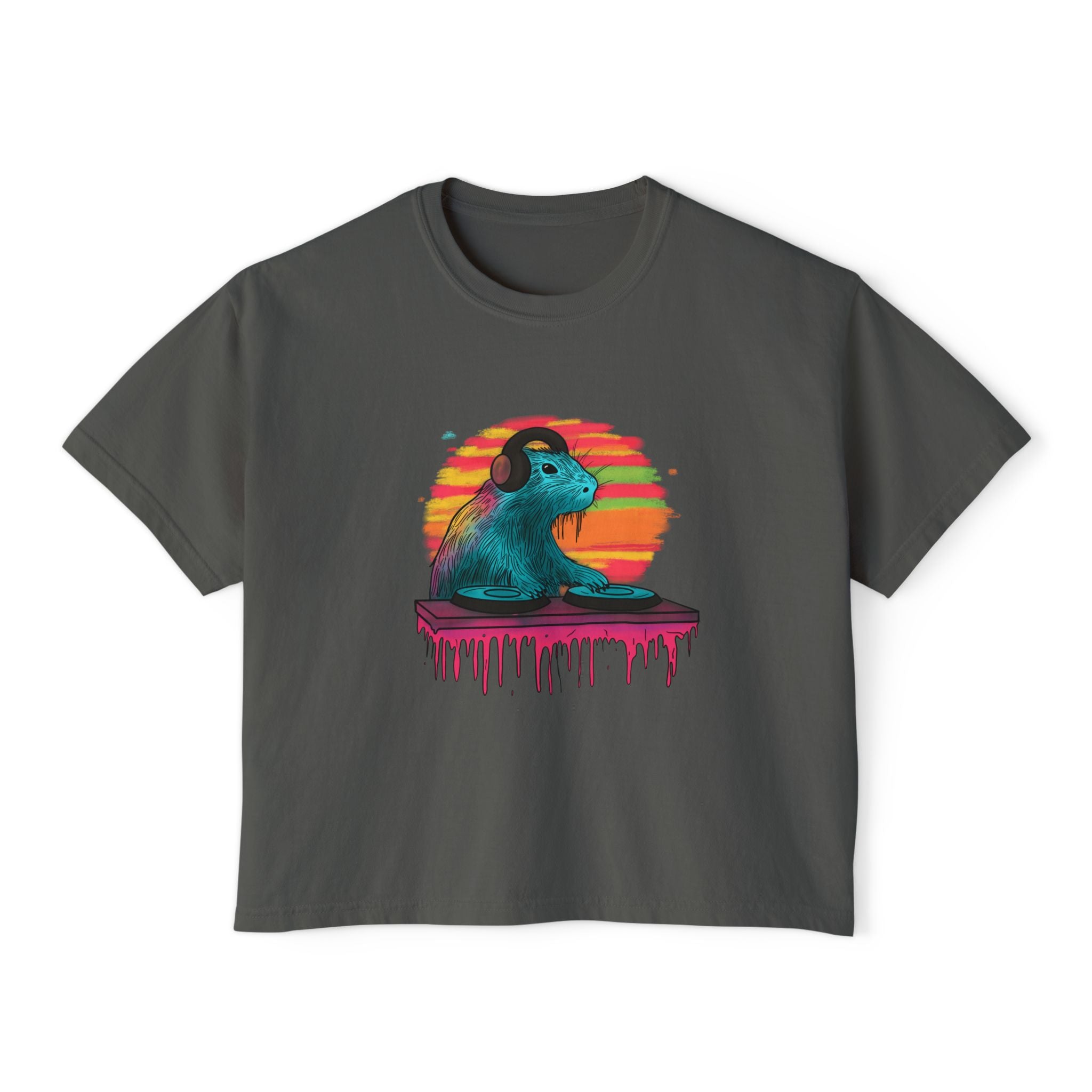 DJ Capybara Double Turntable - Women's Boxy Shirt