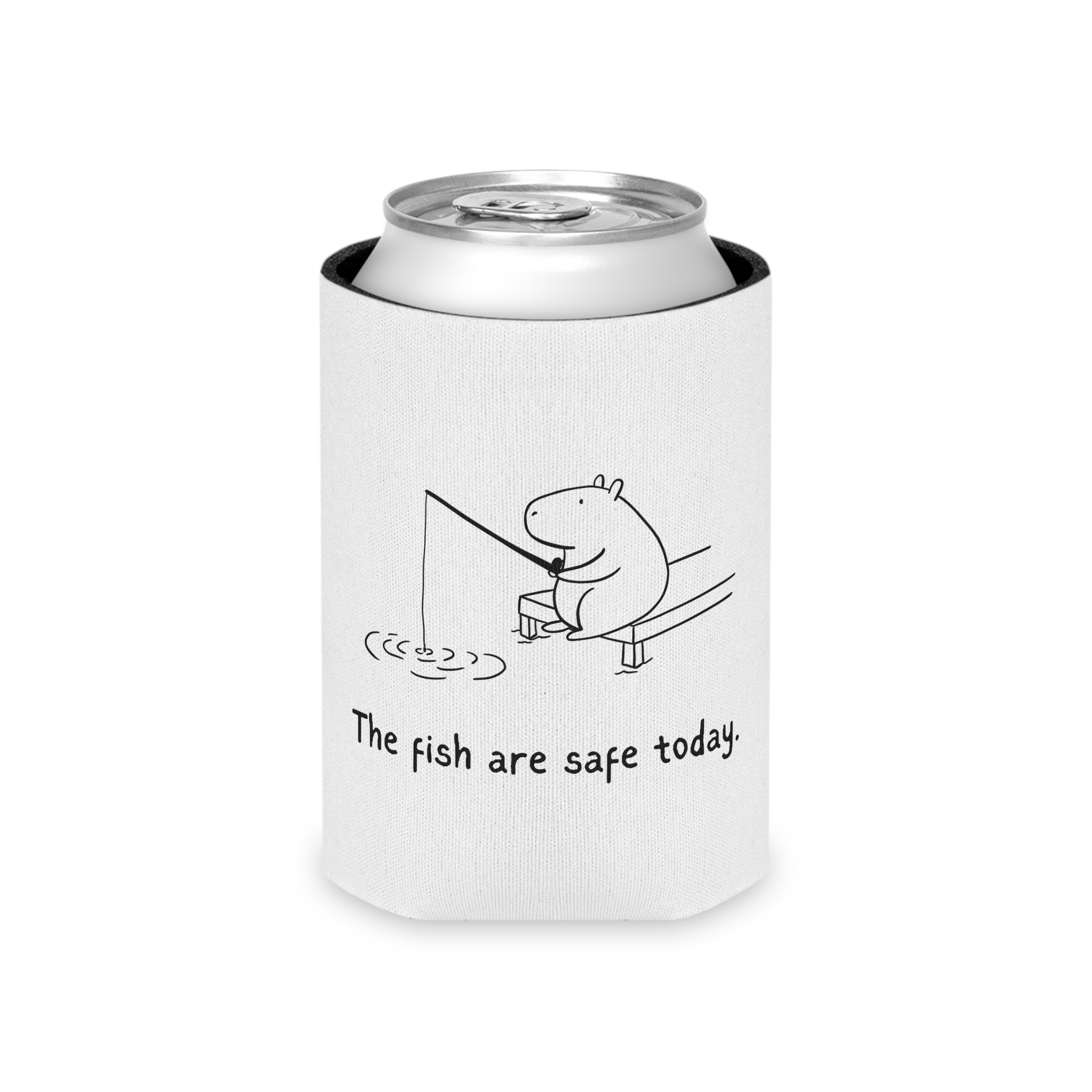 Funny Fishing Koozie “The Fish Are Safe Today” Capybara Can Cooler