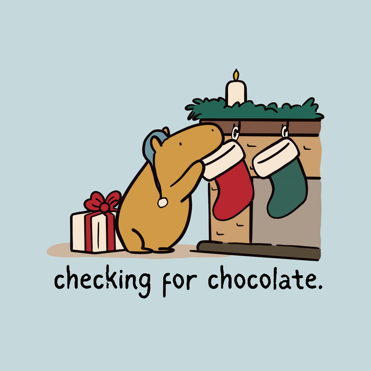 Checking for Chocolate Funny Christmas Capybara Fleece Hoodie