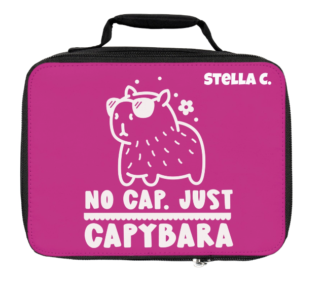Personalized Kids Lunchbox – No Cap Just Capybara Kawaii Design – Custom Name Option – Cute Animal Lunch Bag for Boys and Girls