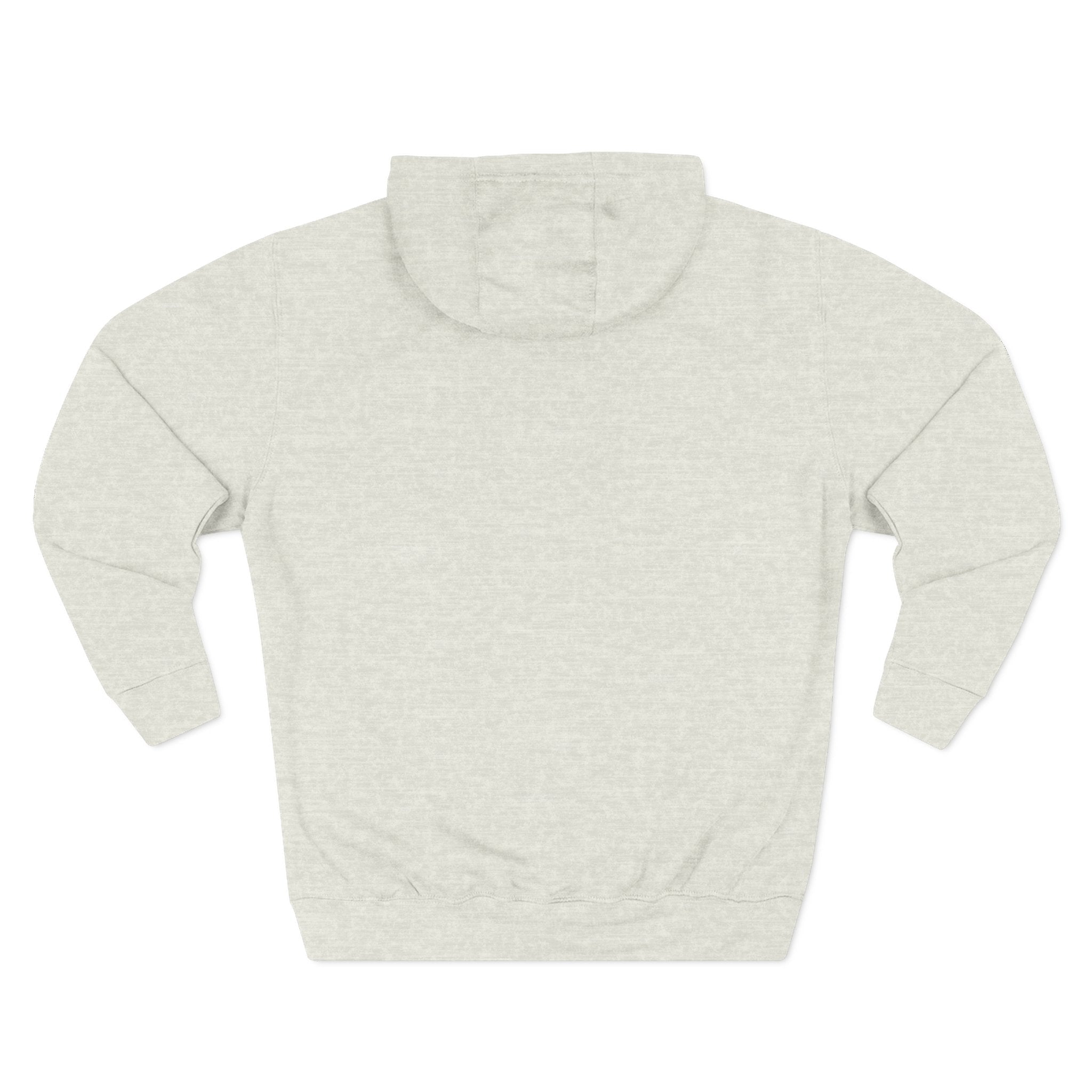 Back view of a cozy light grey heather Capy Life fleece hoodie, showcasing a clean, minimalist design.