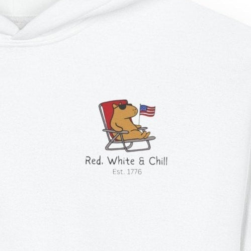 Funny Patriotic Capybara "Red, White & Chill" Kids Youth Hoodie