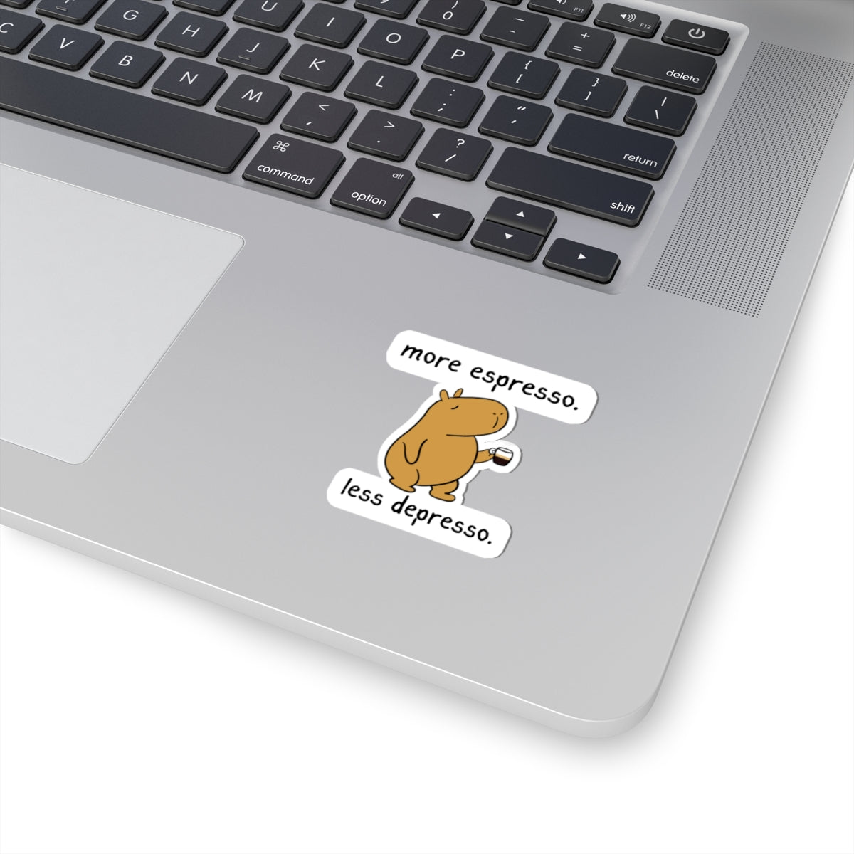 More Espresso, Less Depresso Capybara Die Cut Vinyl Sticker