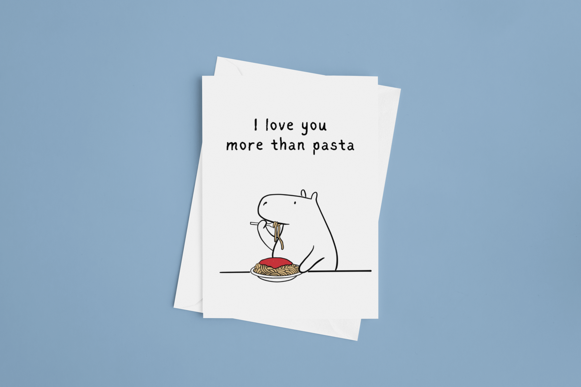 “I Love You More Than Pasta” Capybara Printable Card