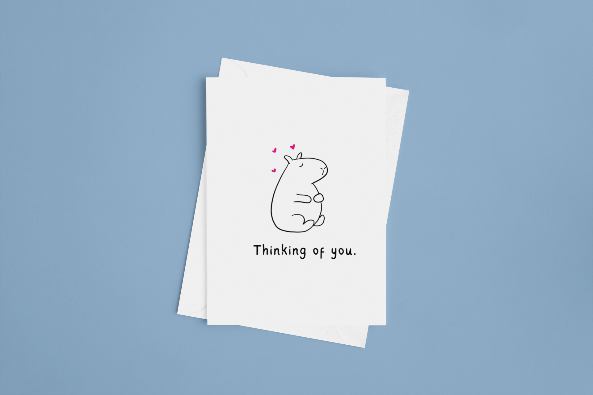 Thinking of You Printable Card – Cute Minimal Capybara Greeting Card