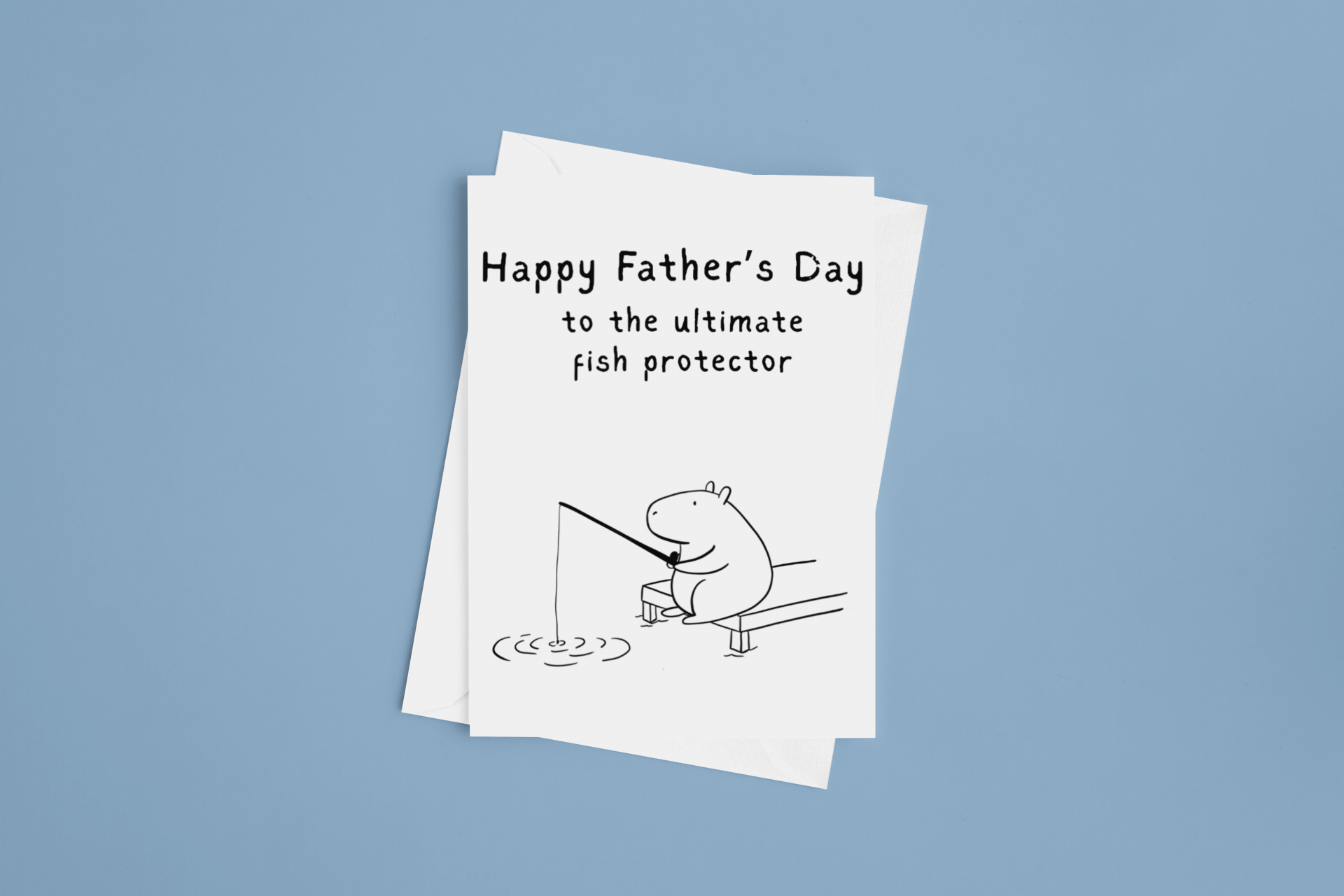 Funny Fish Protector Capybara Fishing Father's Day Card