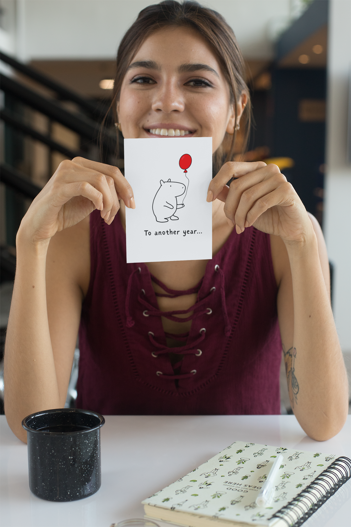 Funny Birthday Card for Dad, Mom, Husband or Sister – Cute Capybara “To Another Year” Birthday Card for Men & Women