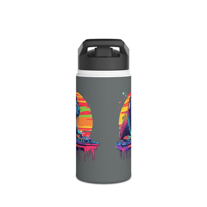 Music Lover Kids Water Bottle – DJ Capybara – Drippy Sun Design – 12oz Stainless Steel Bottle – Back to School or Birthday Gift - Matching Lunchbox