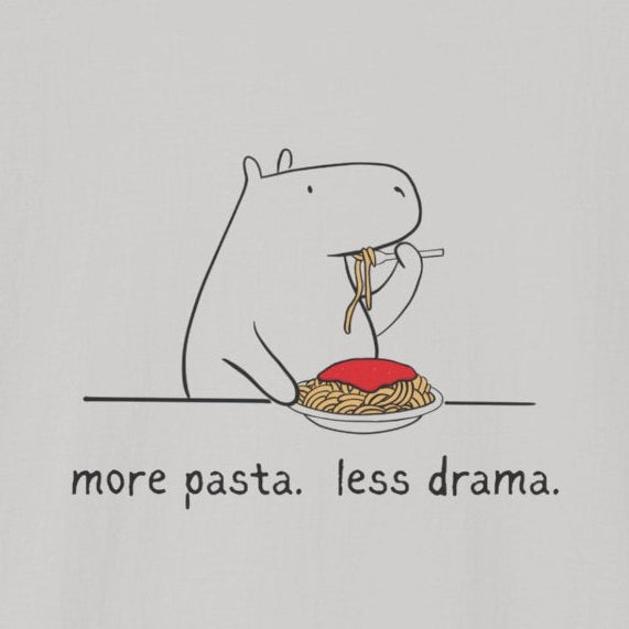 “More Pasta. Less Drama.” Capybara Softstyle Tee