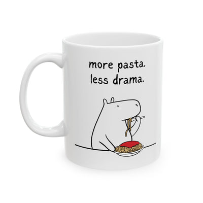 "More Pasta.  Less Drama." Capybara Carb Lovers Mug