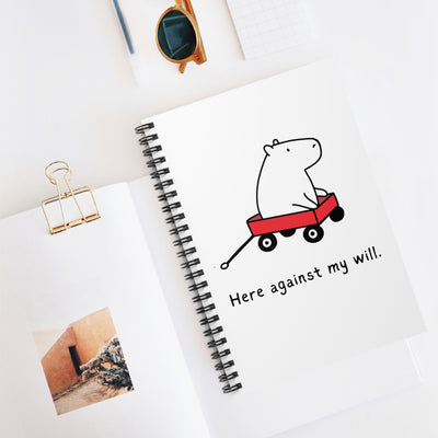 Funny Capybara Notebook – “Here Against My Will” Sarcastic Work Journal