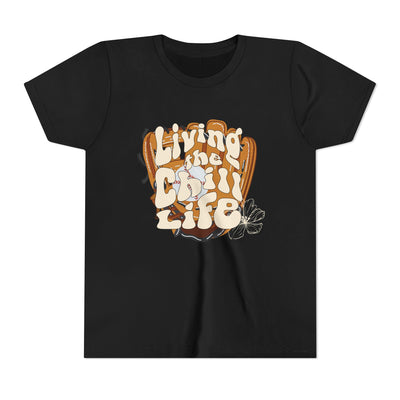 Living the Chill Life Baseball/Softball Glove - Unisex Youth Tee - detail view