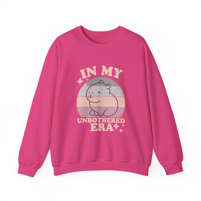 In My Unbothered Era Capybara Sweatshirt – Funny Chill Era Crewneck for Adults – Cozy Capy Life Retro Sun Design