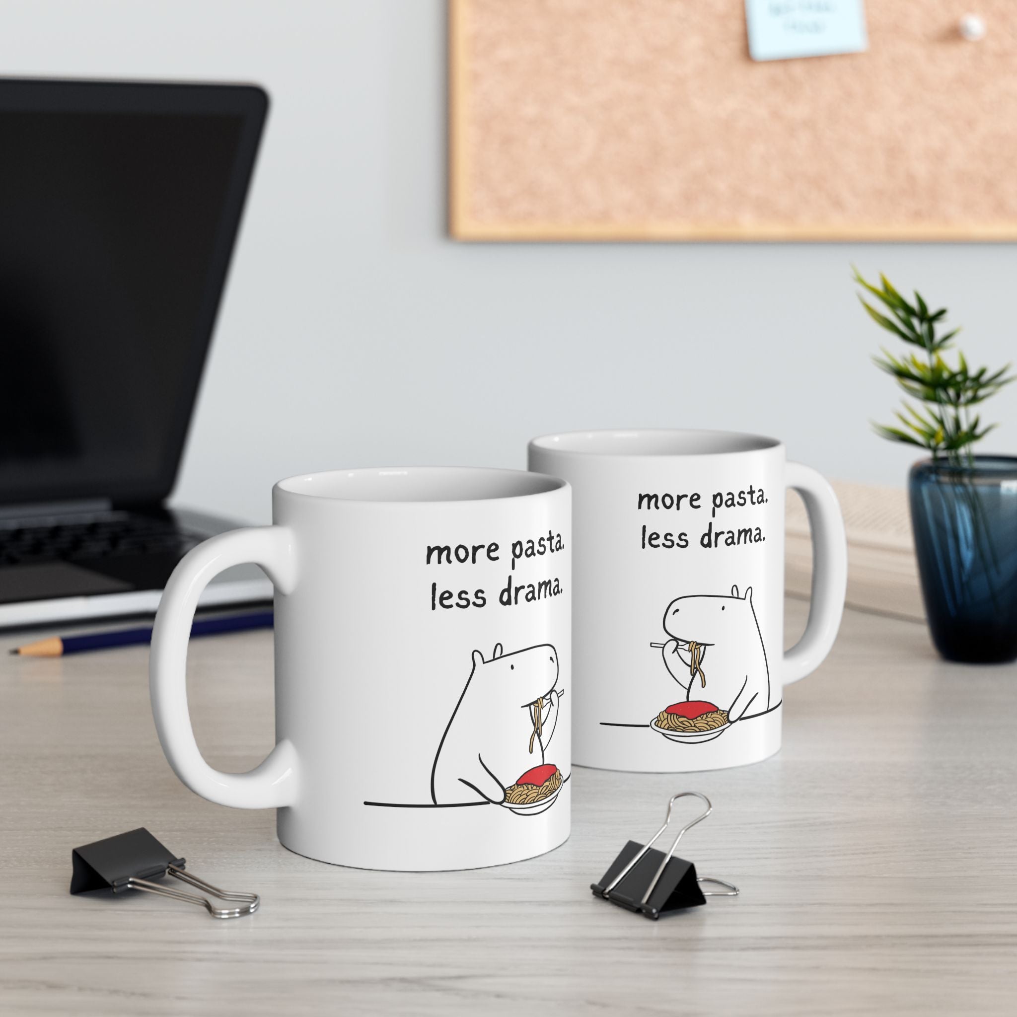 "More Pasta.  Less Drama." Capybara Carb Lovers Mug