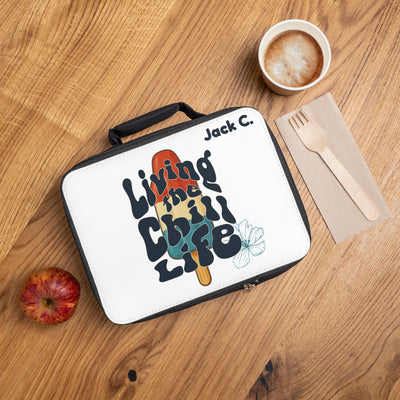 Personalized Kids Lunchbox – Living the Chill Life Icy Pop Design – Retro Bubble - detail view