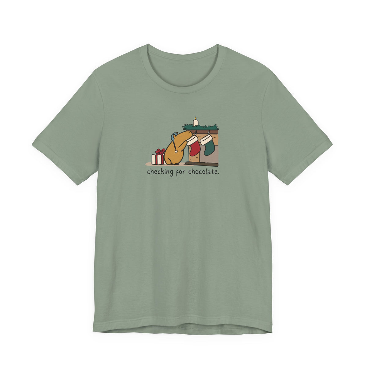 Checking for Chocolate Funny Christmas Capybara Softstyle Tee