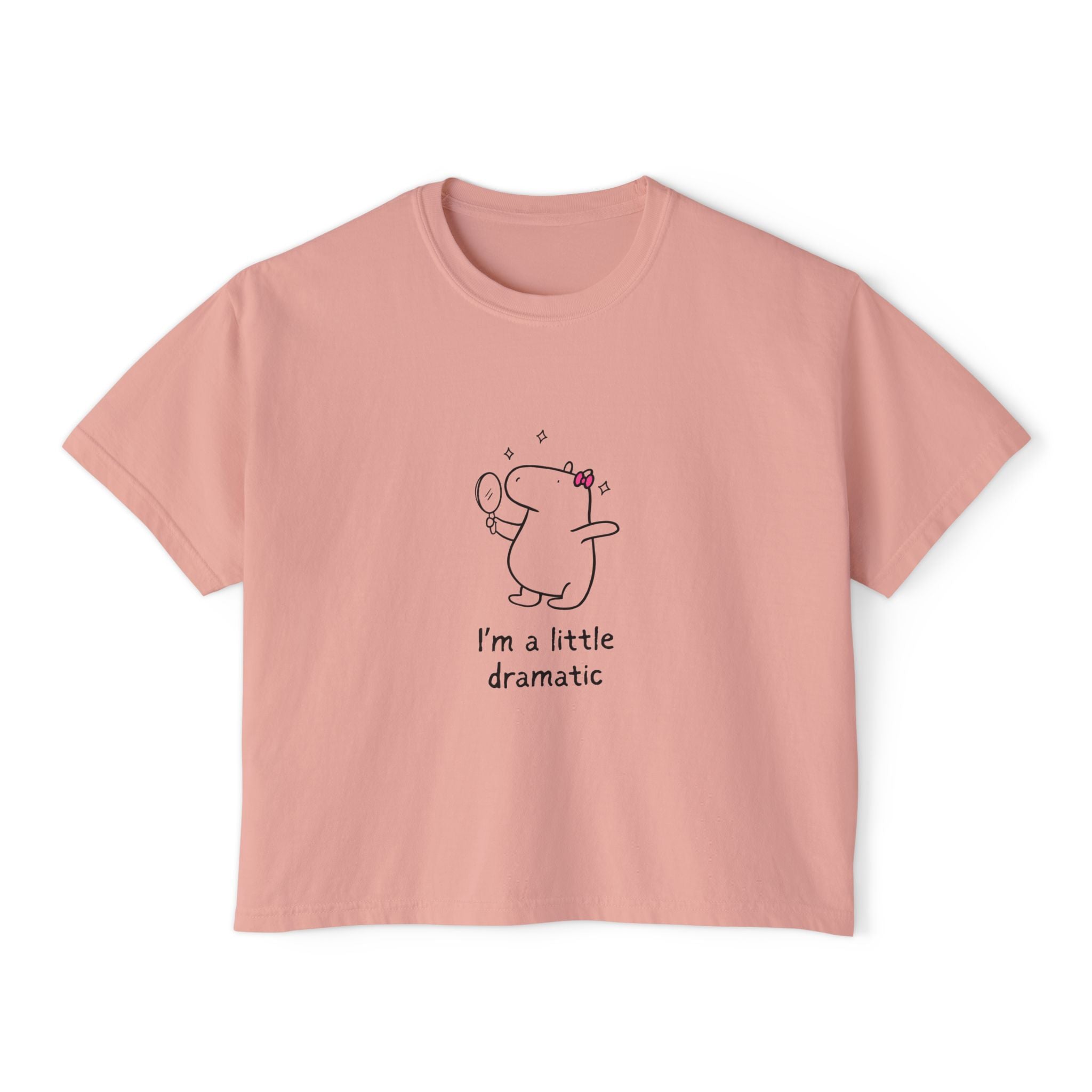 Funny Womens Boxy Tee - "I'm a little dramatic" Capybara Boxy Tee