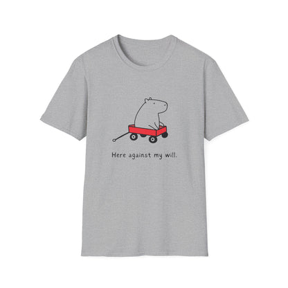 Funny Minimalist Tee - Here Against My Will Capybara Shirt
