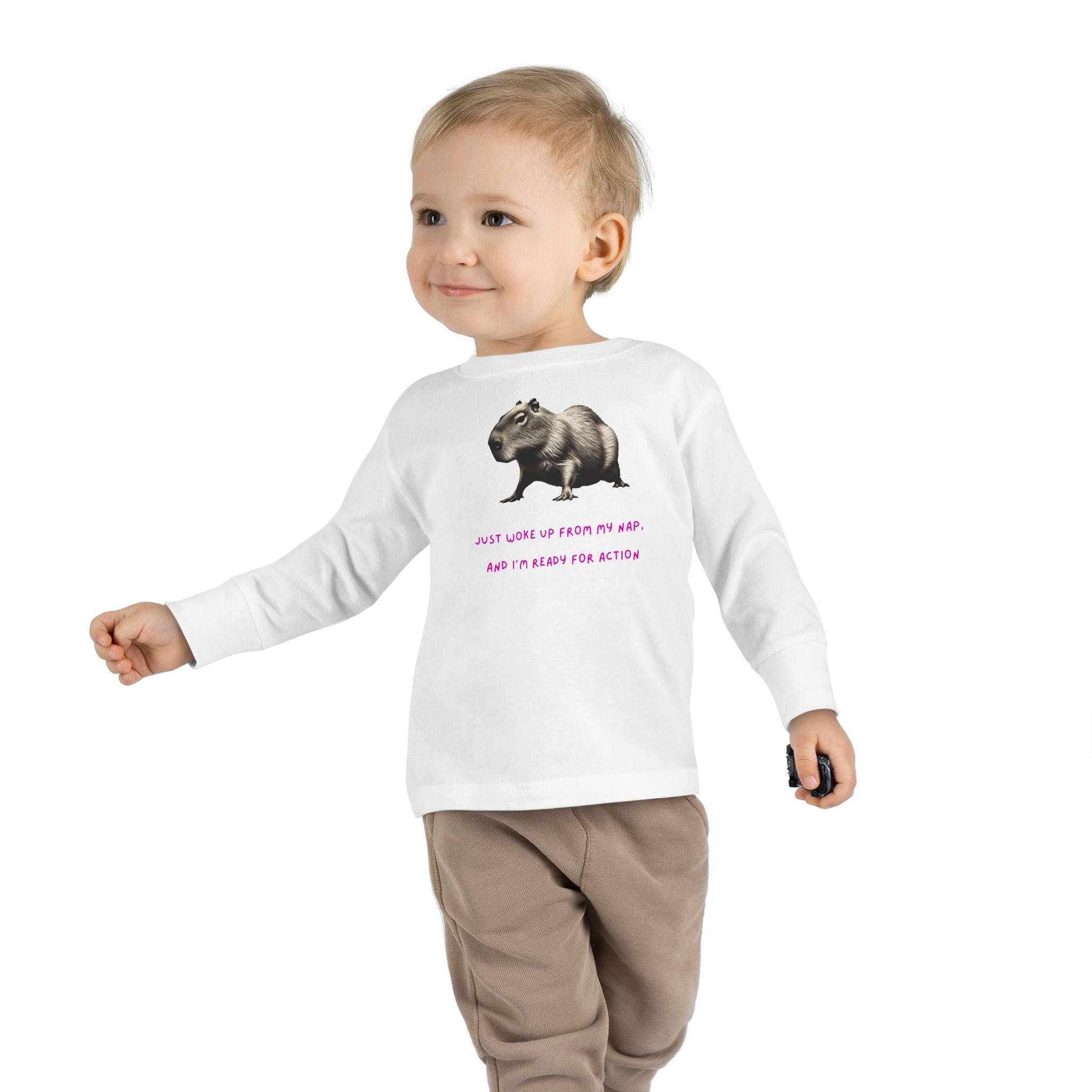 Capybara Ready for Action Toddler Long Sleeve Tee