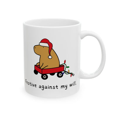 Festive Against My Will Capybara Mug