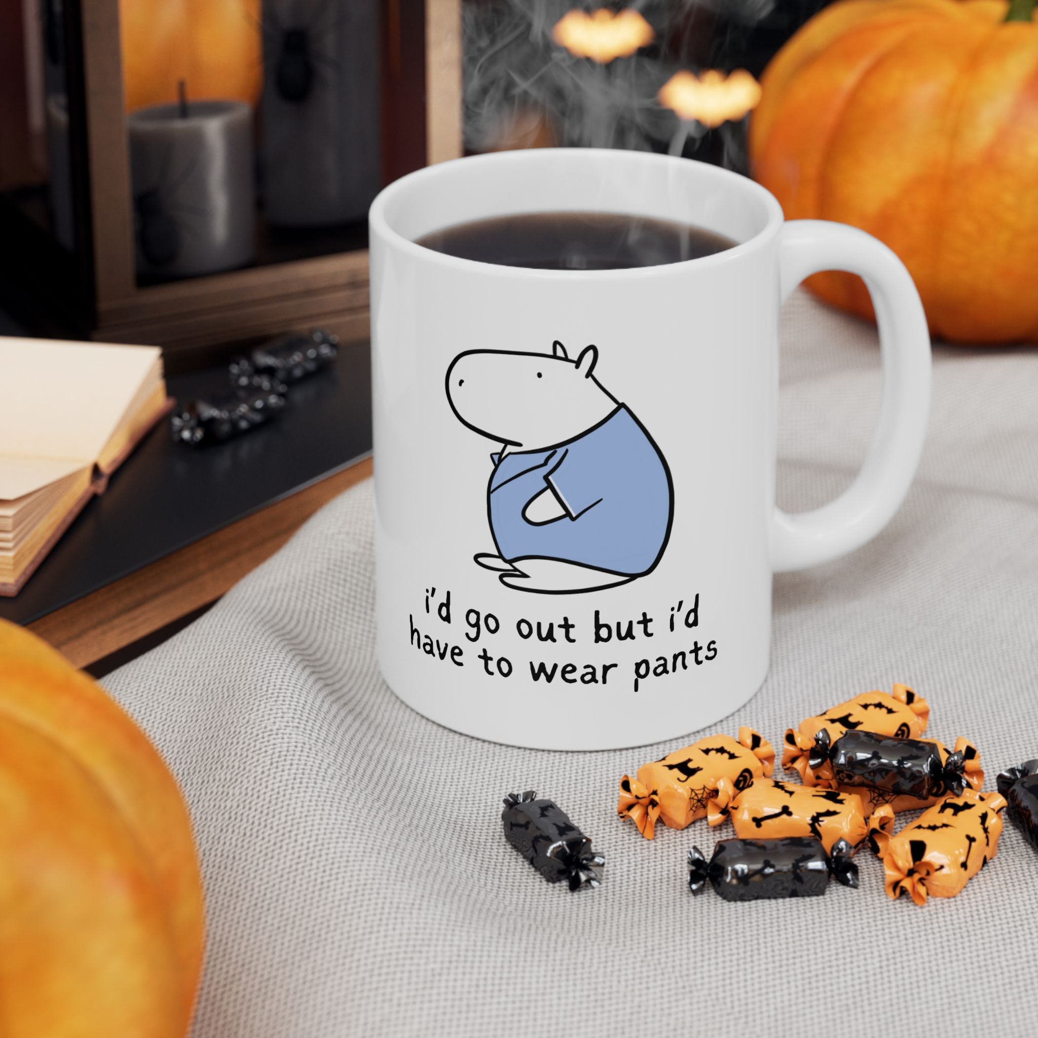 "I'd Go Out But I'd Have to Wear" Pants Capybara W.F.H. Coffee Mug