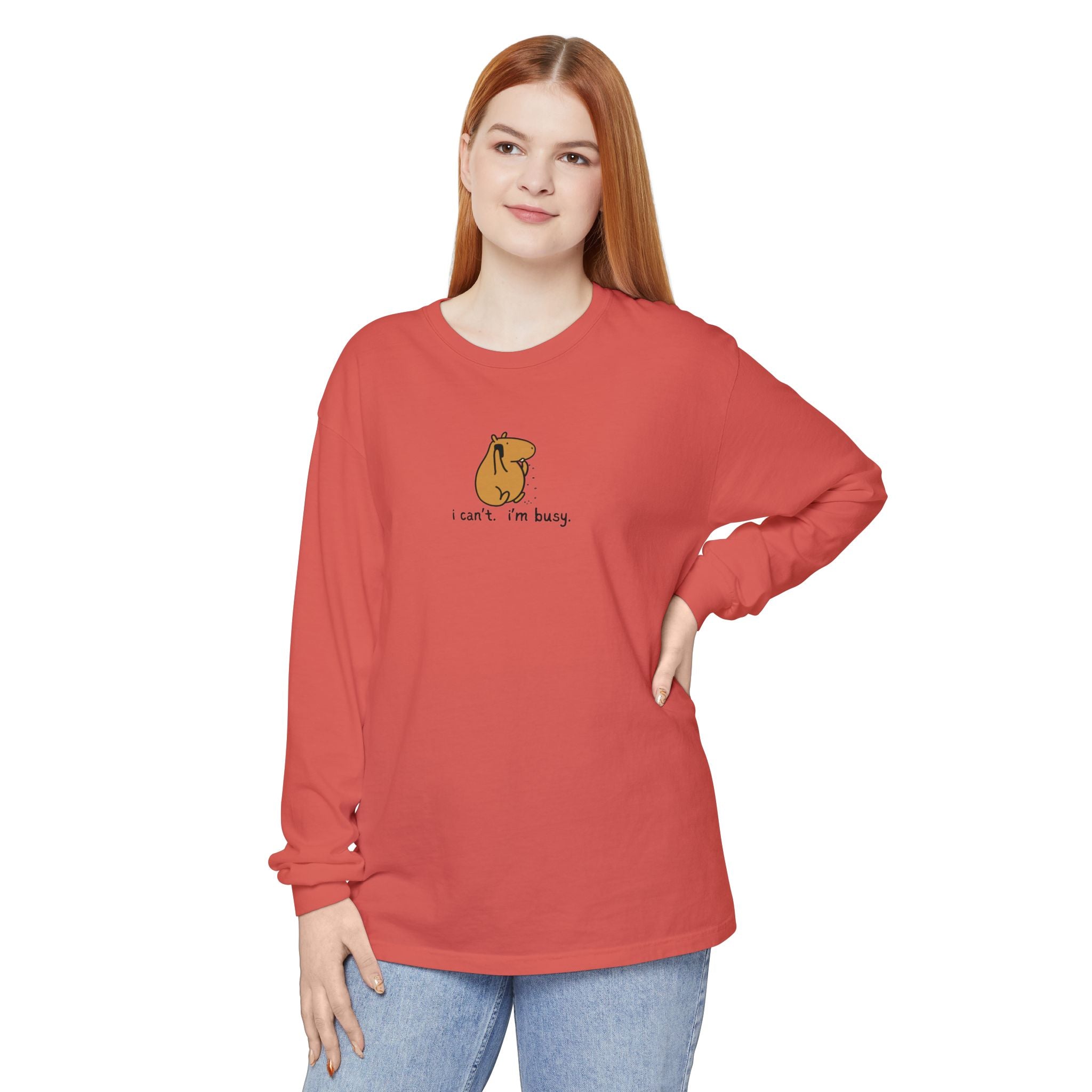 I'm Busy Capybara Long Sleeve Tee