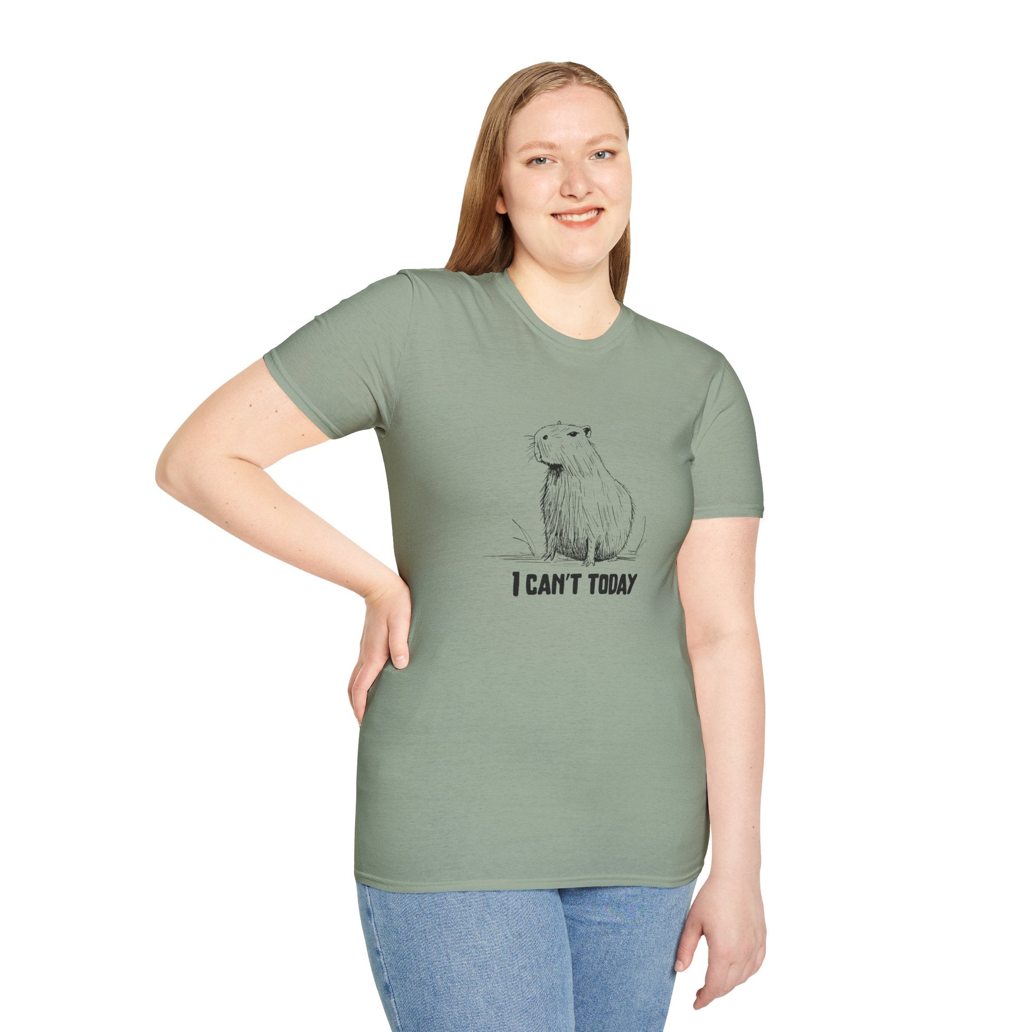 Funny Adult Tee - "I Can't Today" Capybara Softstyle Tee