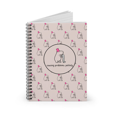 Funny Capybara Notebook – “Causing Problems, Politely” Spiral Journal