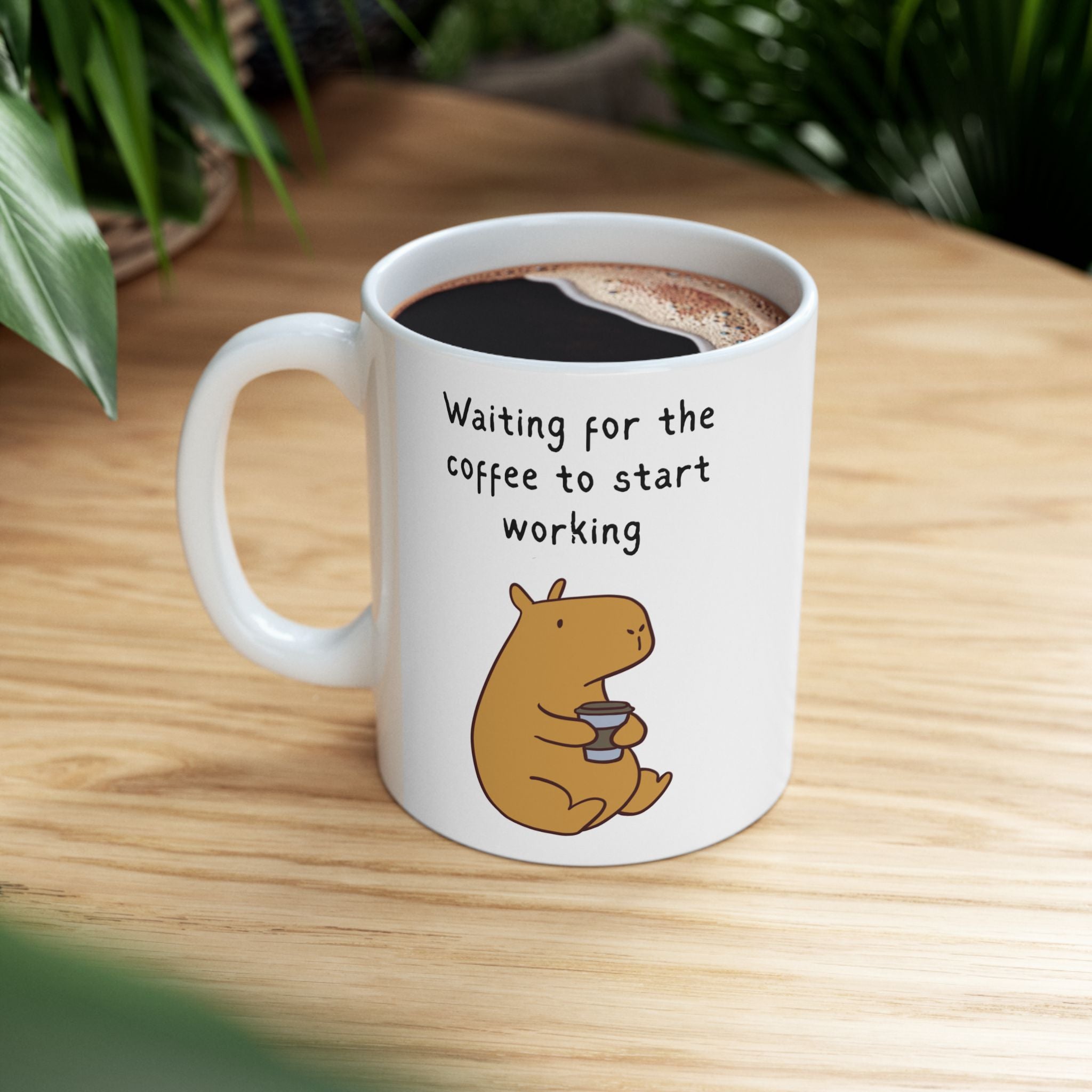 Funny Coffee Mug – Waiting for the Coffee to Start Working Capybara Mug