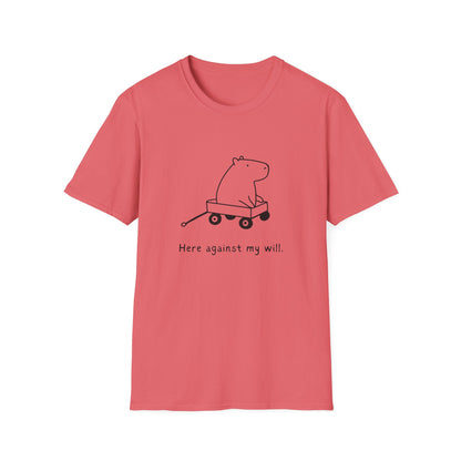 Funny Minimalist Tee - Here Against My Will Capybara Shirt