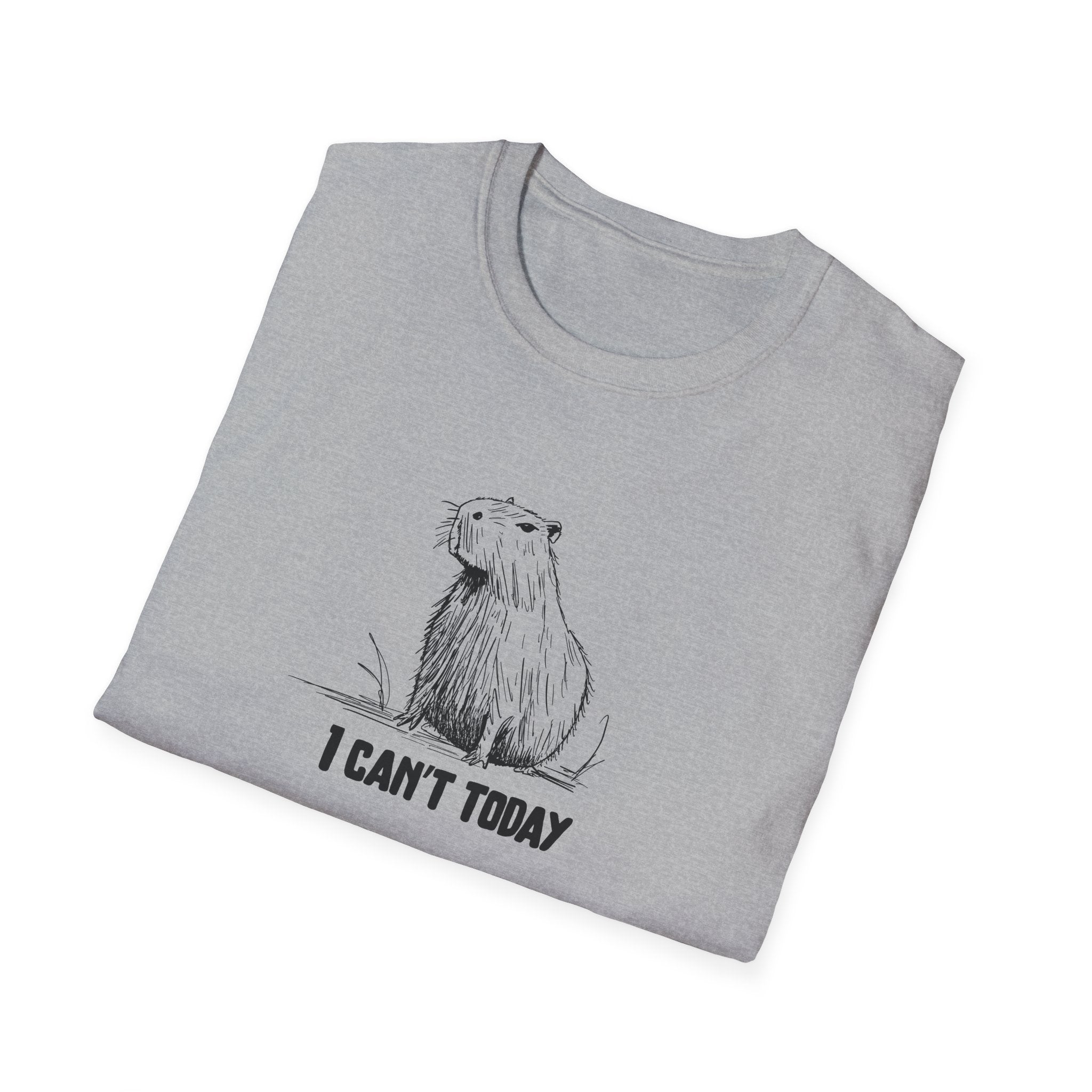 "I Can't Today" Funny Capybara Adult Softstyle Tee