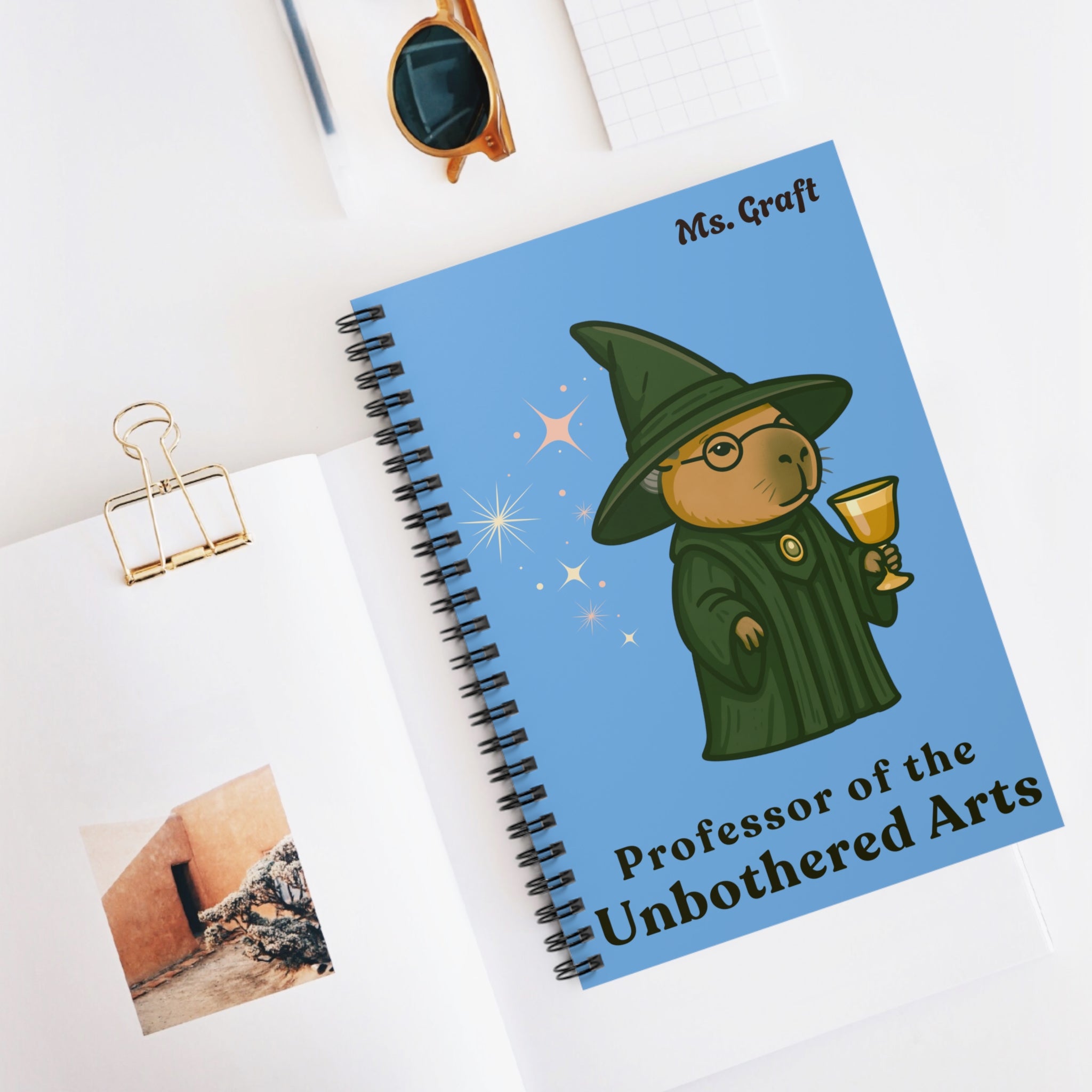 Professor of the Unbothered Arts Notebook | Personalized Wizard Journal | Custom Name Gift for Teachers & Potter Fans | Capybara Notebook